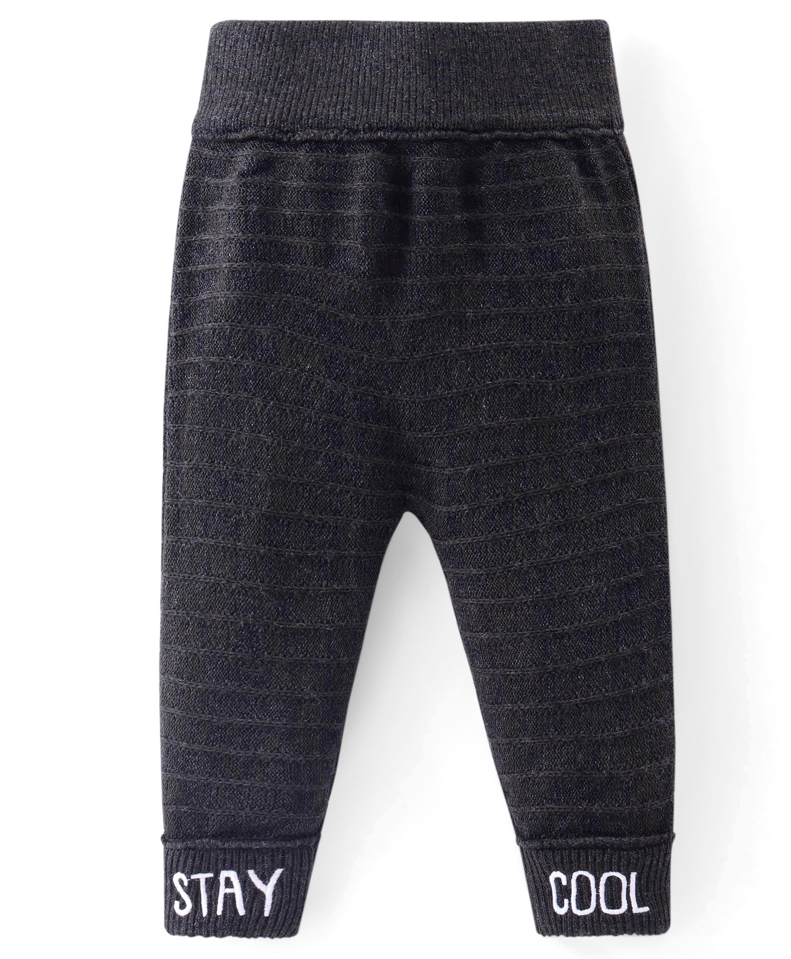 Babyhug Full Length Fleece & Woollen Pant with Text Print Solid Colour - Grey
