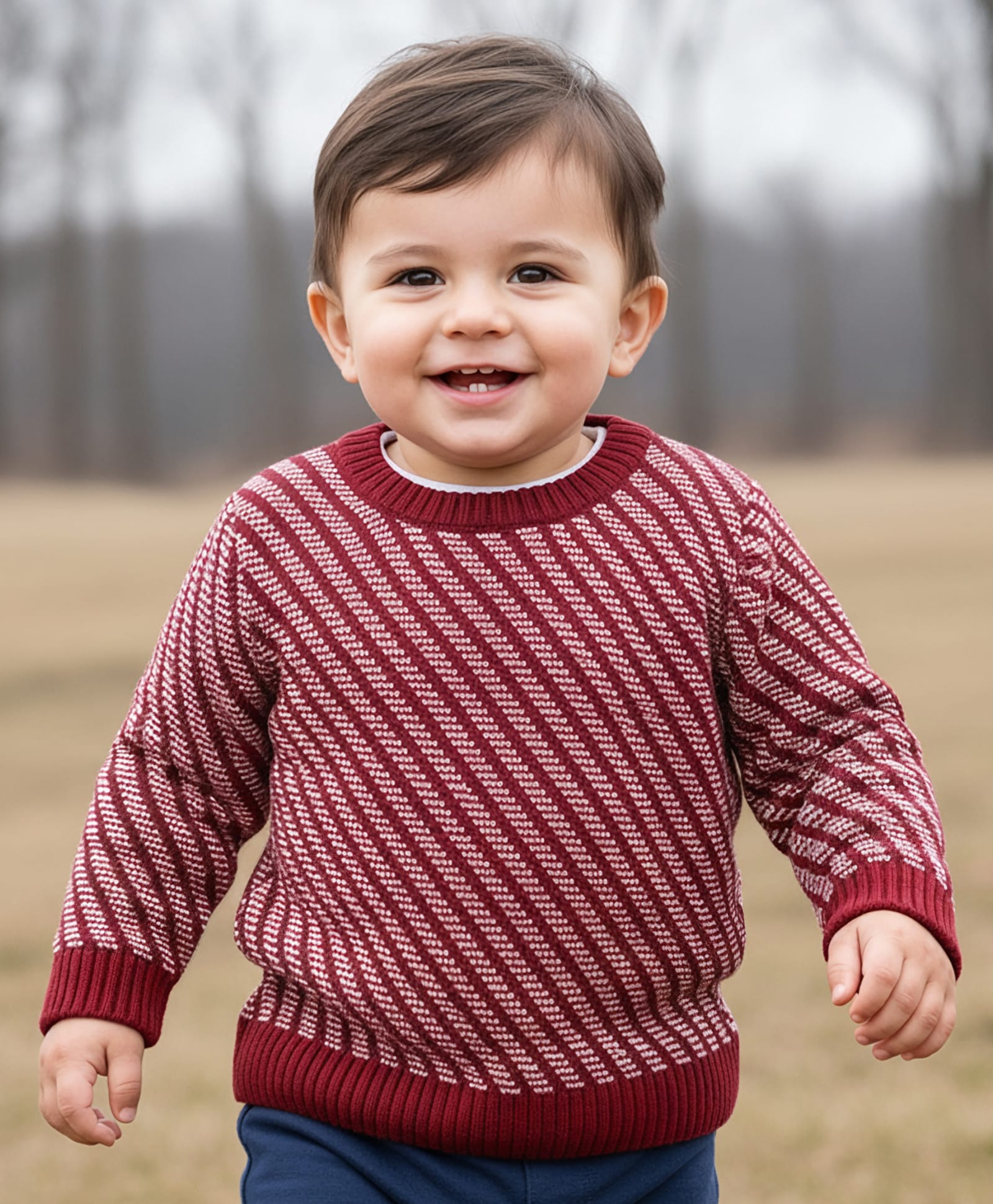 Babyhug Knitted Full Sleeves Pullovers Striped Sweater -Red-image-24
