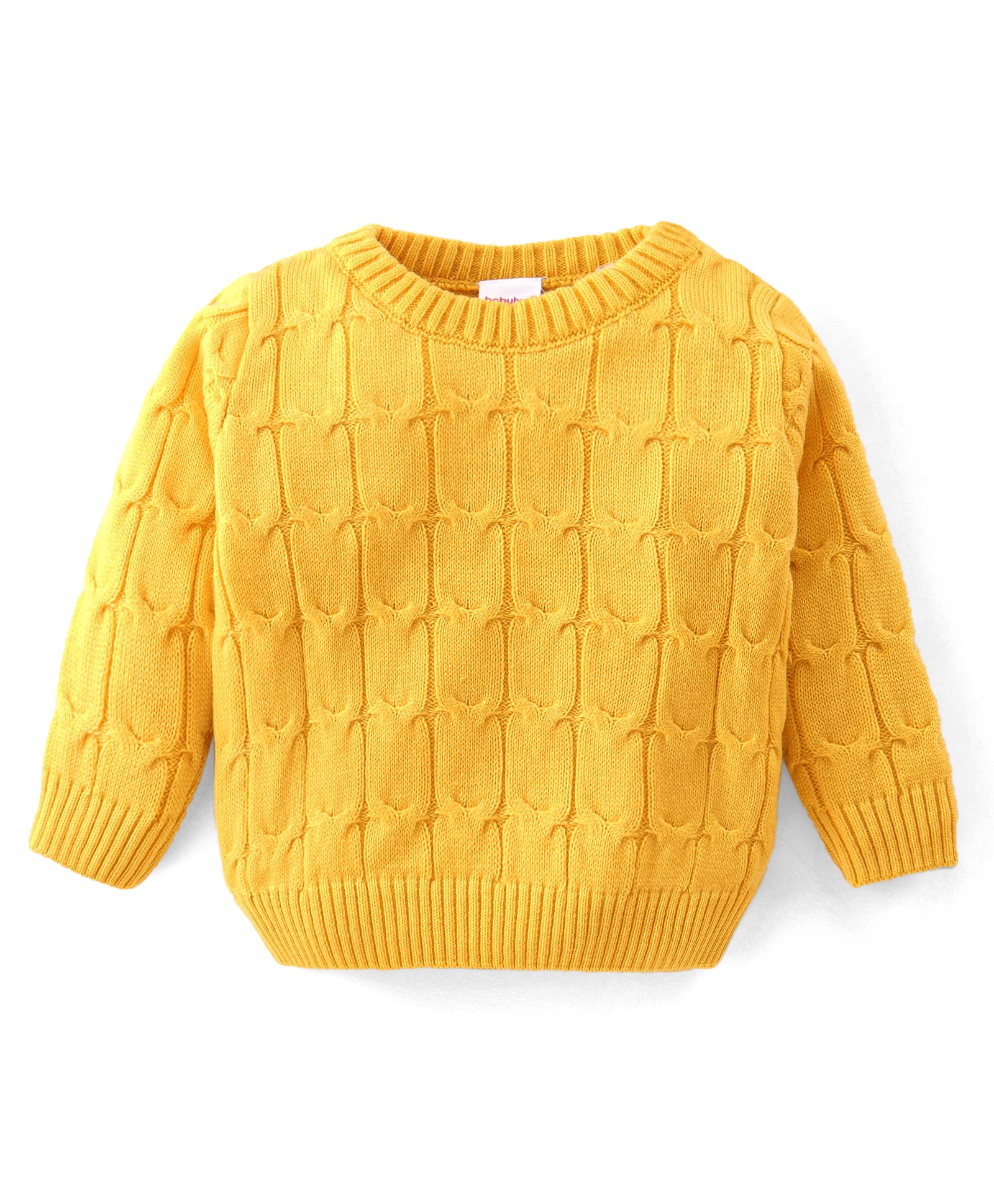 Babyhug Knitted Full Sleeves Designed Pullover Sweater - Yellow-image-19