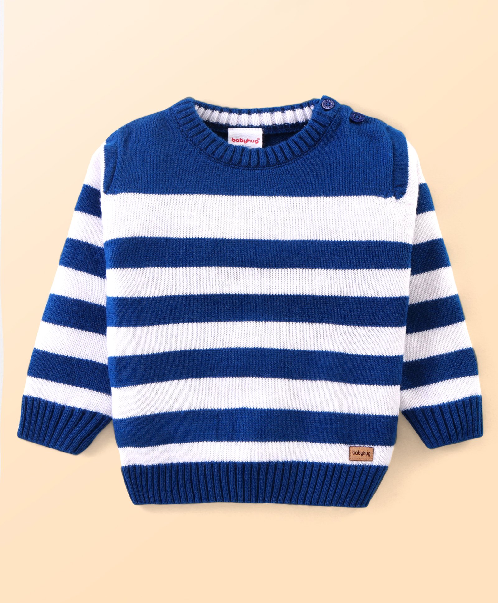 Babyhug Knit Full SleevesStriped Pullover - Navy & White-image-15