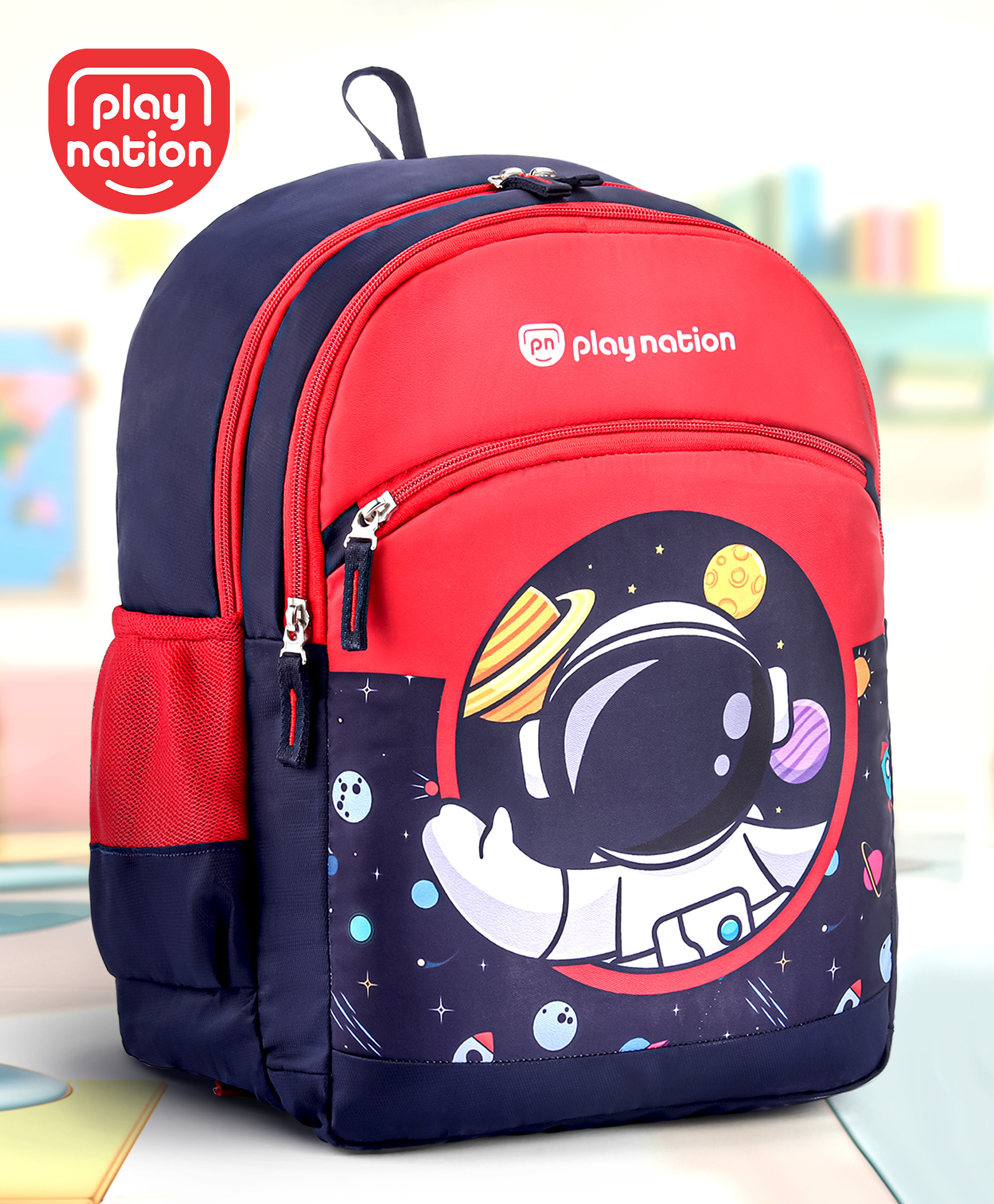 Play Nation  Astronaut Space Print School Backpack Blue & Red - 16 inches-image-33