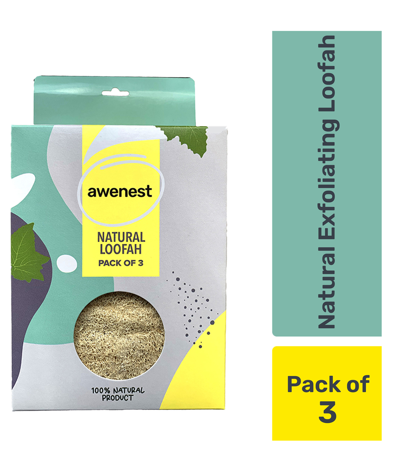 awenest 100% Natural Natural Sun Dried Bath Loofah - Pack of 3-picture-21