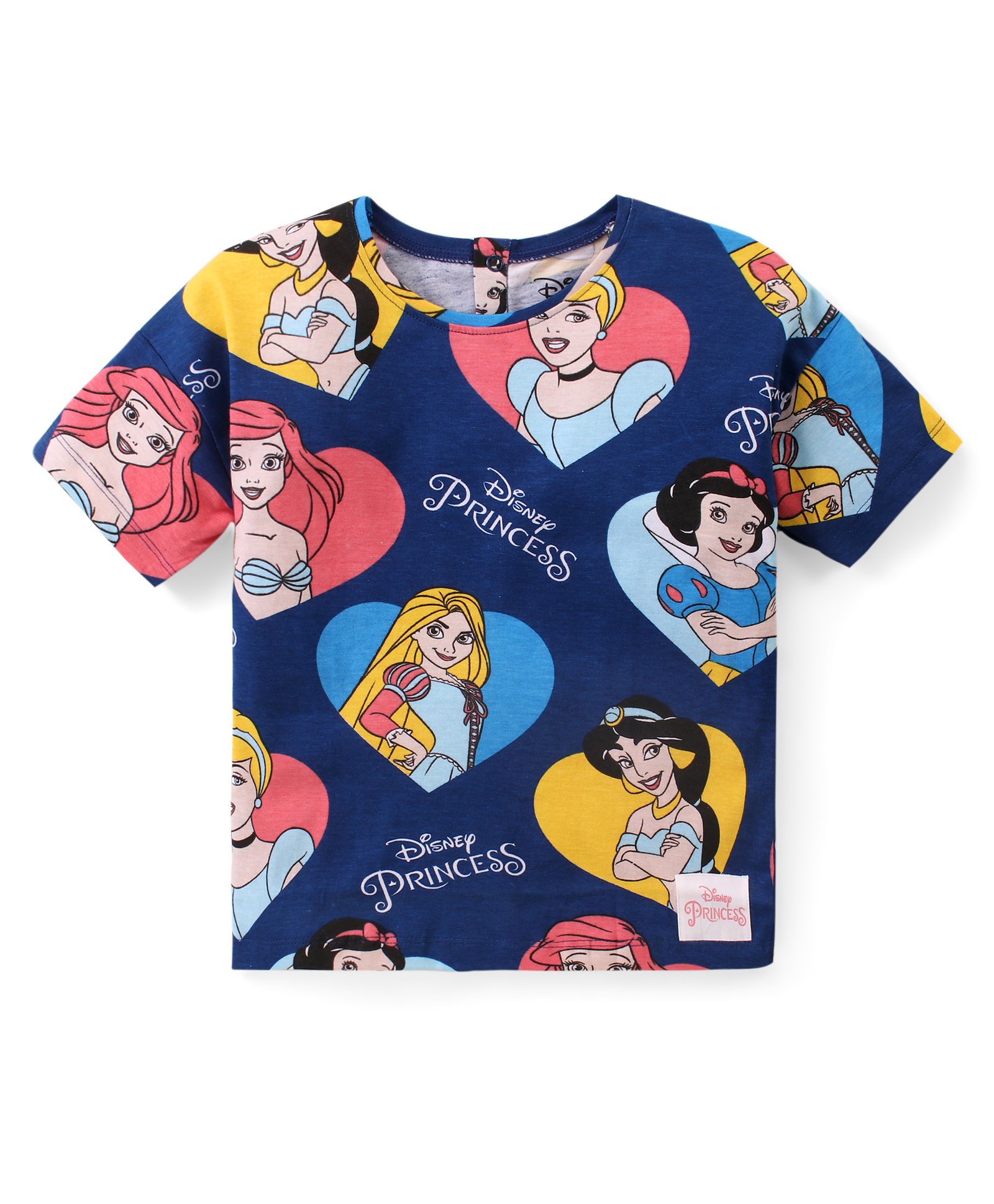 Babyhug Disney 100% Cotton Knit Half Sleeves T-Shirt with Disney  Princess  -  Navy Blue-picture-22