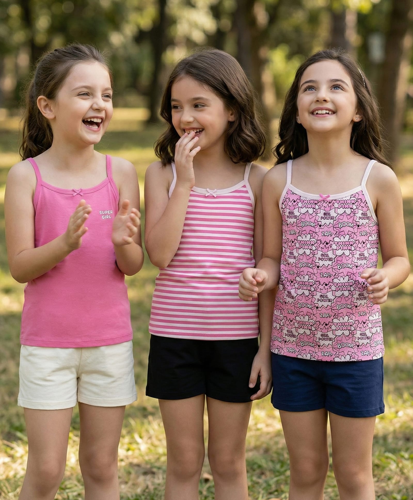 Pine Kids Cotton Lycra Knit Sleeveless Stripes & Text Printed Slips Pack of 3 (Colour & Print May Vary)-picture-14