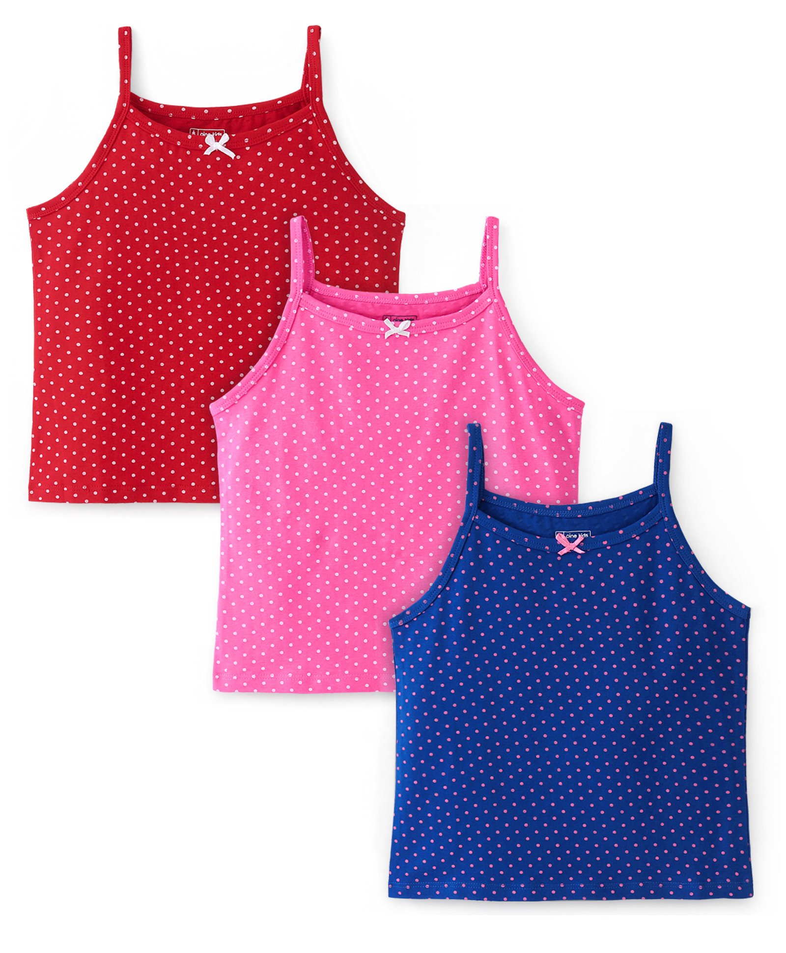 Pine Kids Cotton Lycra Sleeveless  Slips Polka Dots Print Pack of 3 (Color May Vary)-image-31