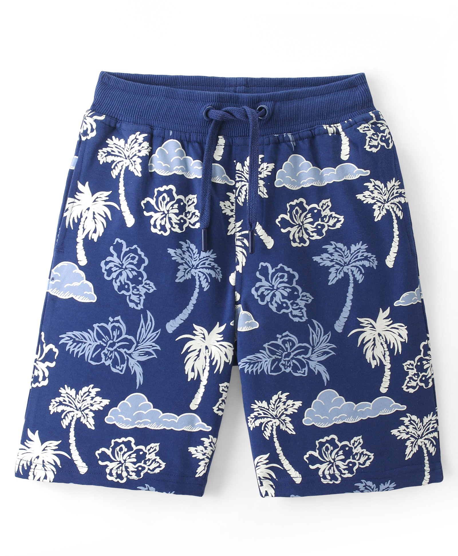 Pine Kids Cotton Looper Above Knee Length Shorts Tropical Print - Blue-picture-20