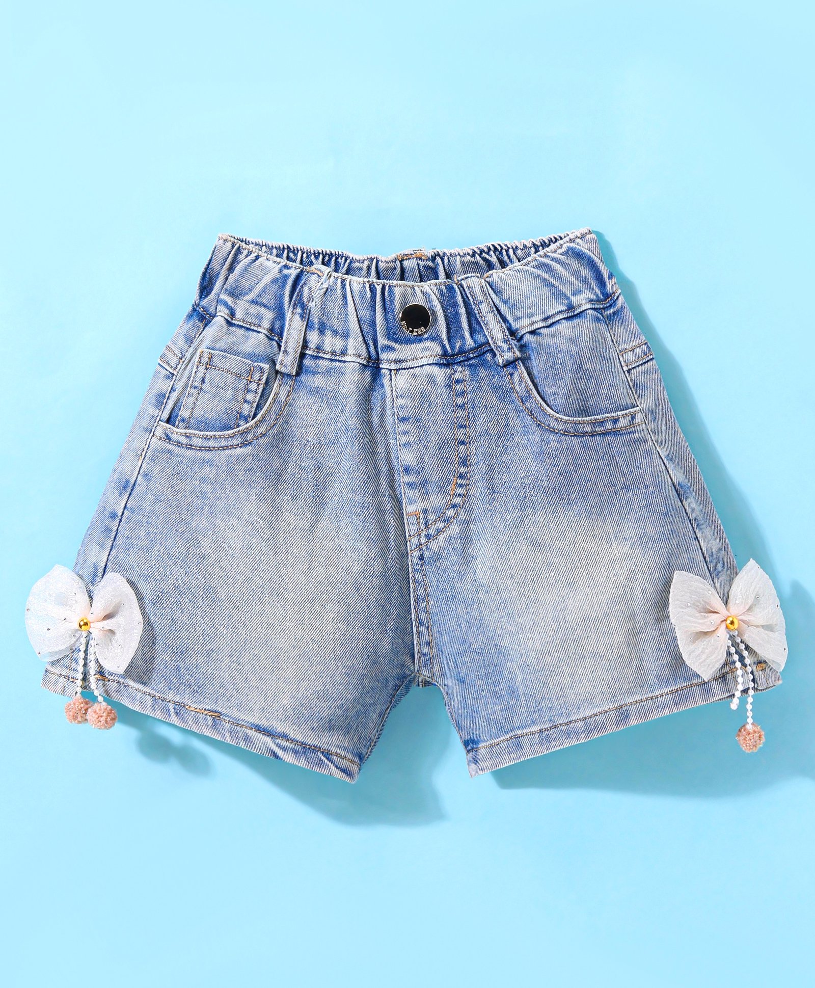 Kookie Kids Shorts with Bow Applique - Blue-picture-13