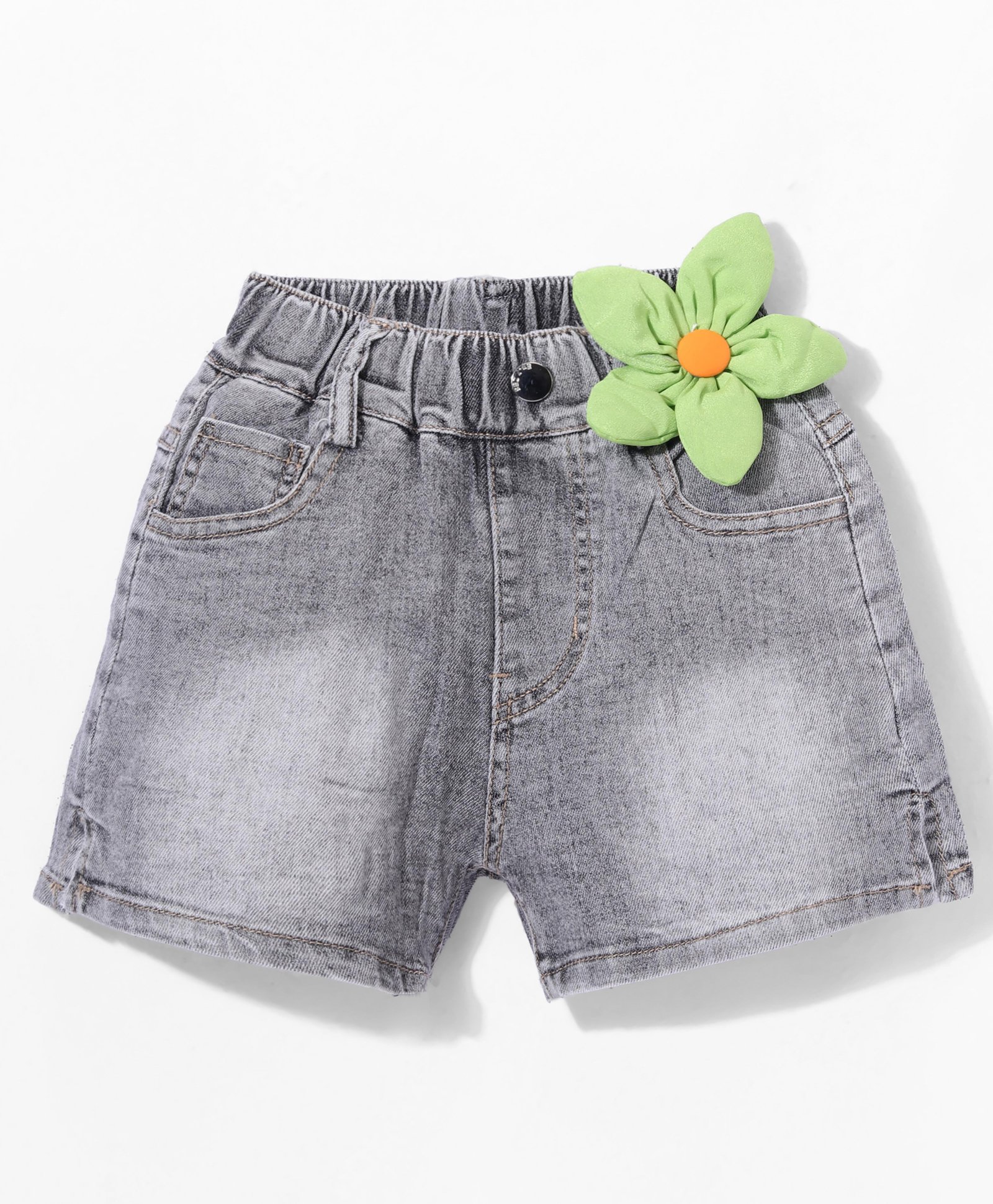 Kookie Kids Shorts with Floral Applique - Black-image-1