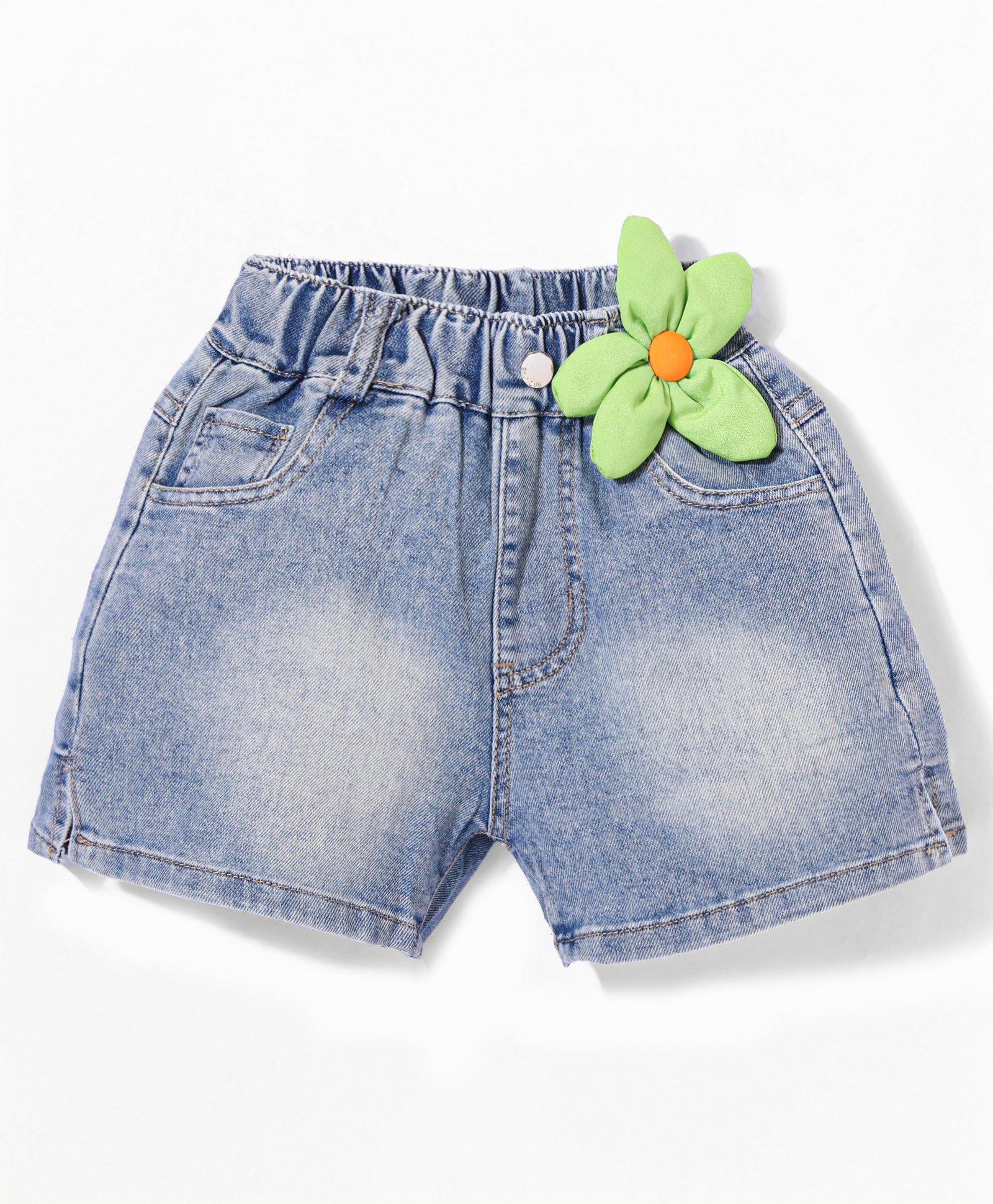 Kookie Kids Shorts with Floral Applique - Blue-picture-13