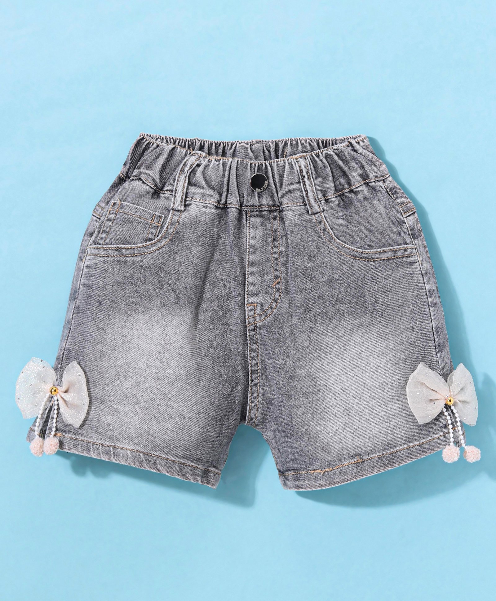 Kookie Kids Denim Washed Shorts - Black-picture-24
