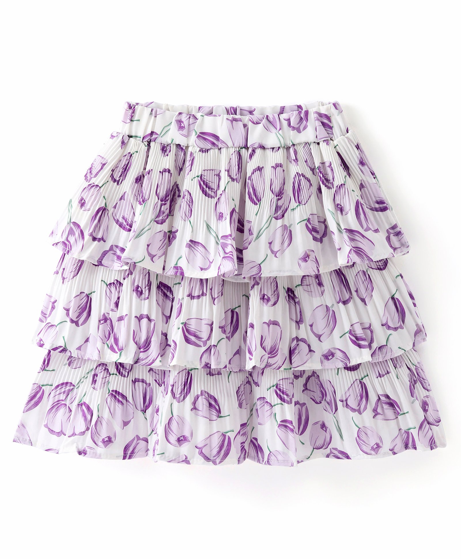 Kookie Kids Layered Frill Skirt With Floral Print - Multicolor-image-33