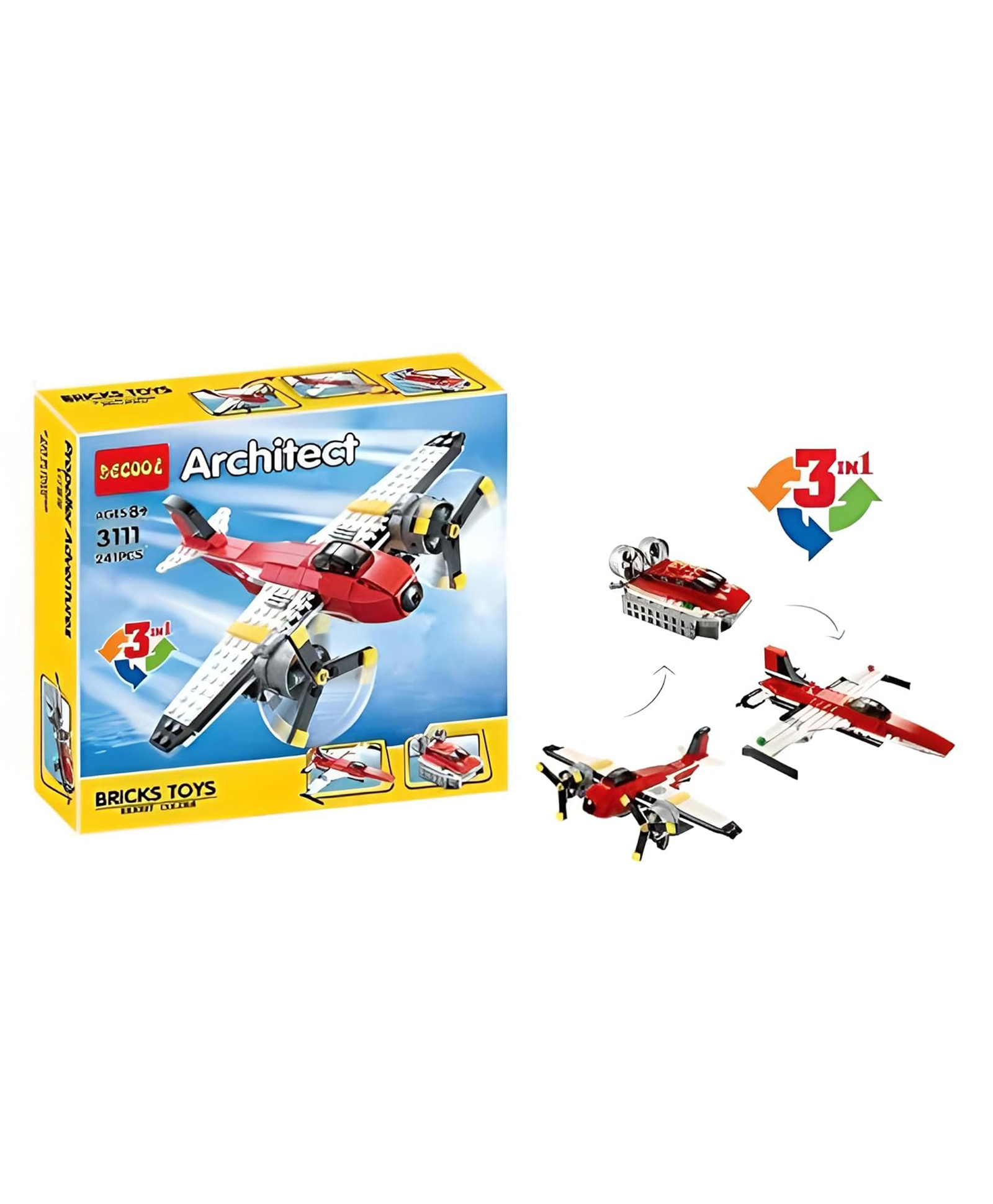 PLUSPOINT Propeller Adventures Architect Toy Blocks 3 in 1 Educational Creative Learning Construction Building Blocks & Bricks Toy for Children Bright Colors (241 Pieces)-picture-16