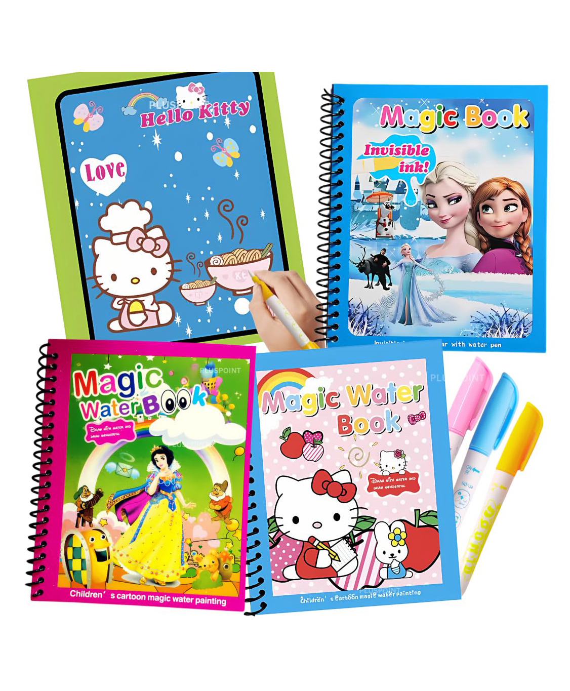 PLUSPOINT Magic Quick Dry Water Book Reusable Colouring Water Doodle Book self-Drying with Water Pen for Kids Drawing Practice Book for Toddlers, Return Gifts, Birthday Party (Girls Set of 3 Books)-image-39