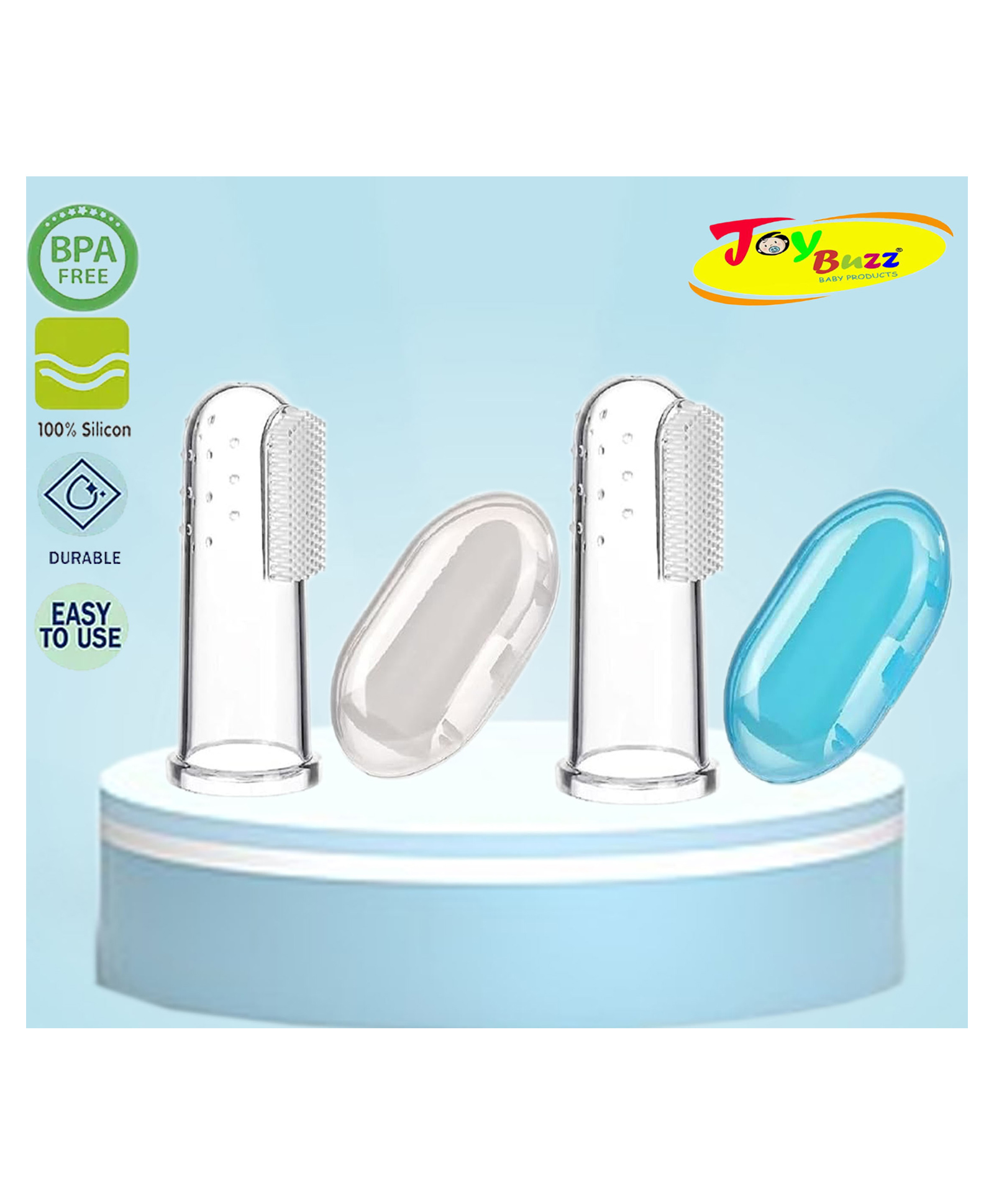 Joy Buzz Baby Silicone Fingure Brush With Case Pack Of 2 - Pink & Blue-picture-39