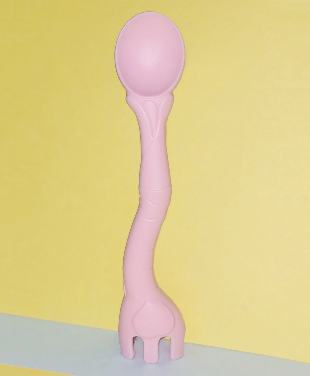 Joy Buzz Baby Training 2 In 1 Silicone Giraffe Shape Spoon and Fork - Pink-picture-29
