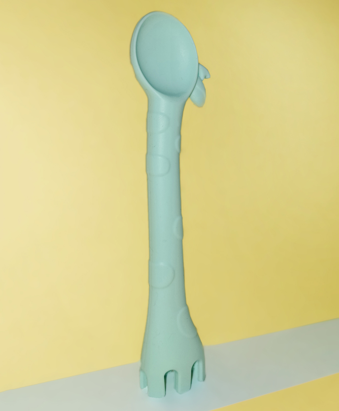 Joy Buzz Baby Training 2 In 1 Silicone Giraffe Shape Spoon and Fork - Green-picture-30