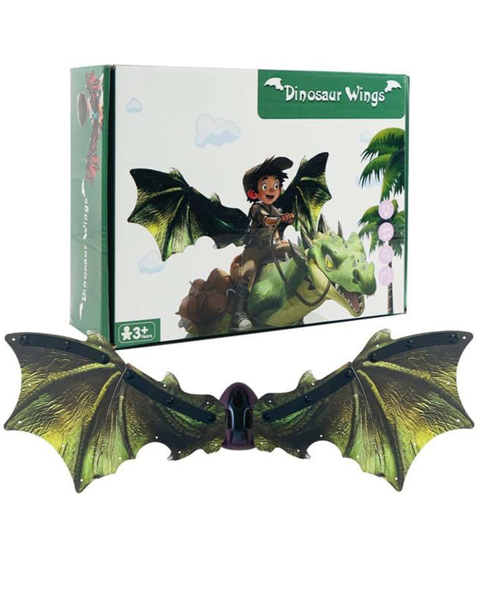 Ji and Ja Dragon Wings Halloween Costumes for Kids, Dino Wings with LED Light & Music Moving, Cosplay Glowing Dinosaur Wings