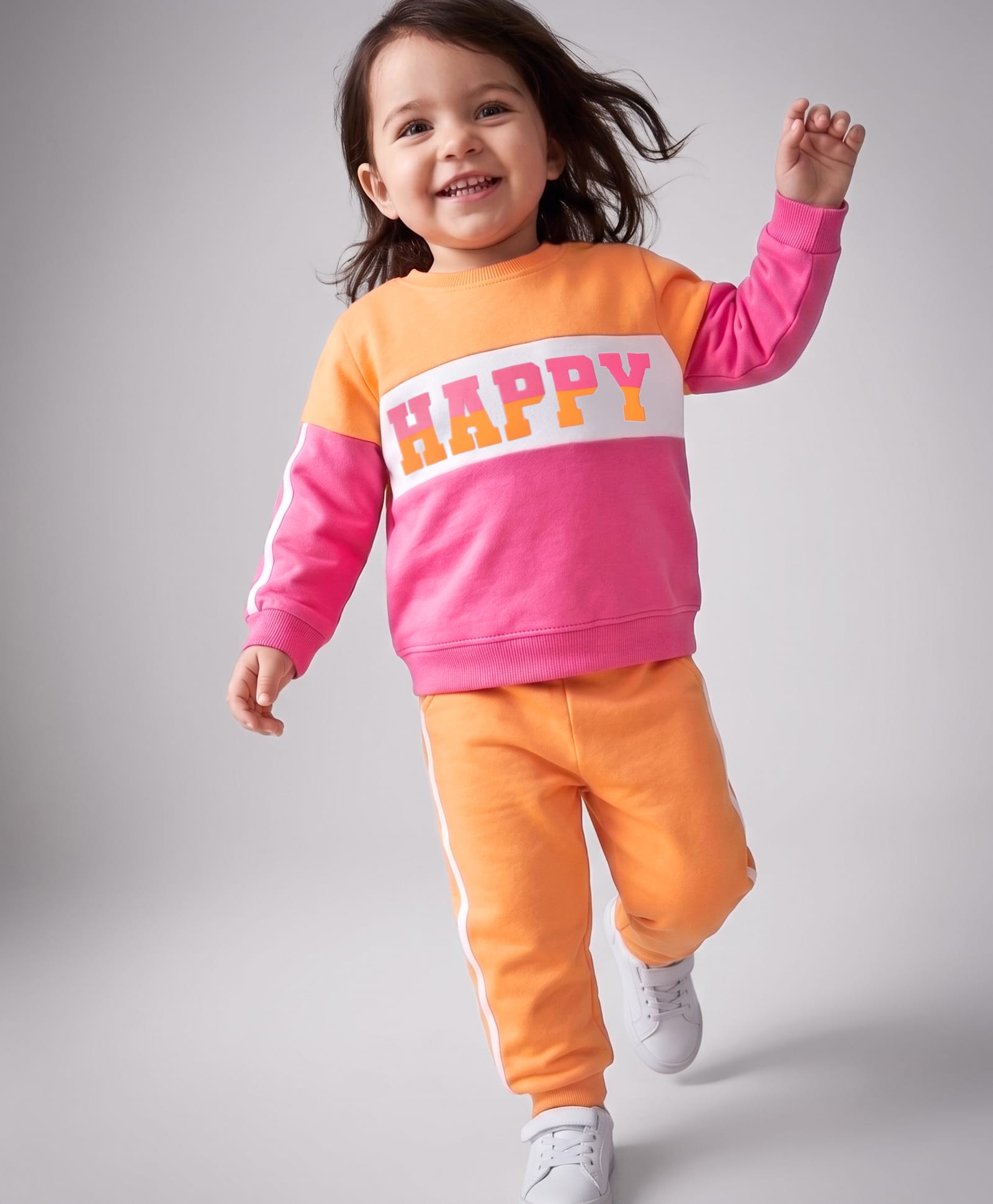 Babyhug Cotton Knit Full Sleeves Text Printed Top & Lounge Pants Set - Orange & Pink-image-35