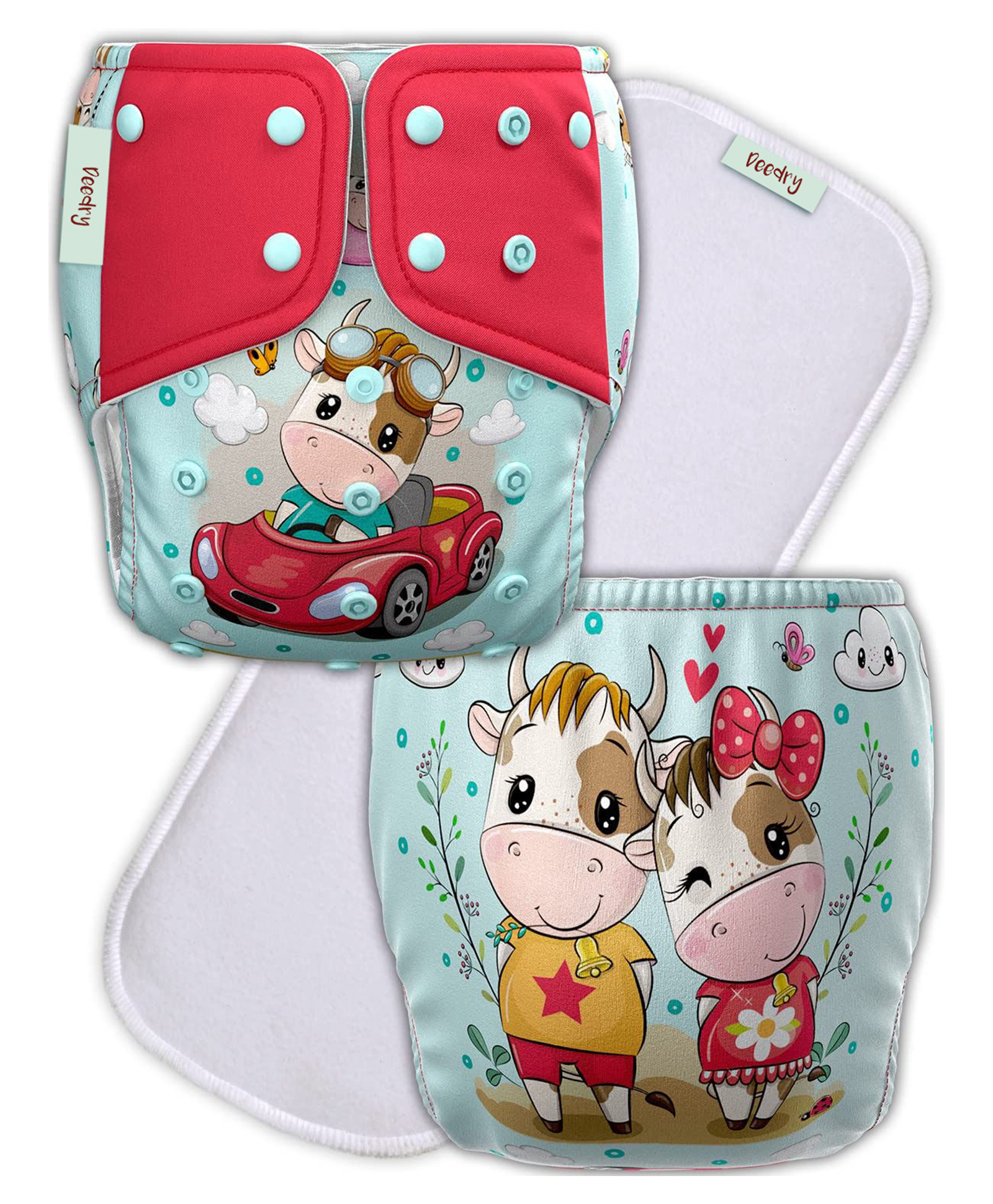 Deedry Premium Leakage Proof Reusable Cloth Diaper with Quick Dry Ultra Thin pads|Freesize (5-18kg) ,Rash Free, for Kids 3 months-3 Yrs|Stay Dry & Lasts up to 3Hrs (Blue Red)-picture-21