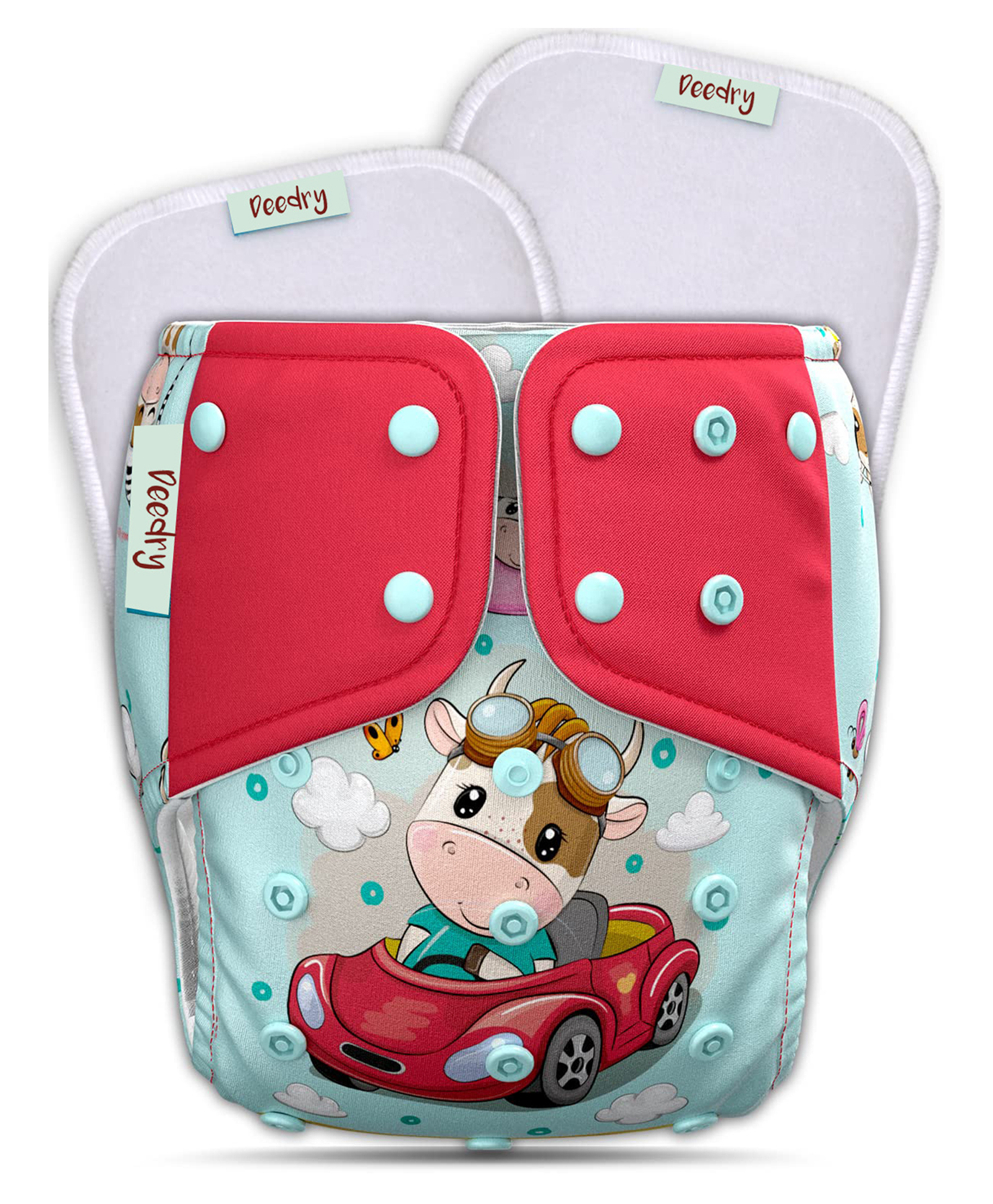 Deedry Premium Leakage Proof Reusable Cloth Diaper with Quick Dry Ultra Thin pads|Freesize (5-18kg) ,Rash Free, for Kids 3 months-3 Yrs|Stay Dry & Lasts up to 3Hrs (Blue Red)-picture-15