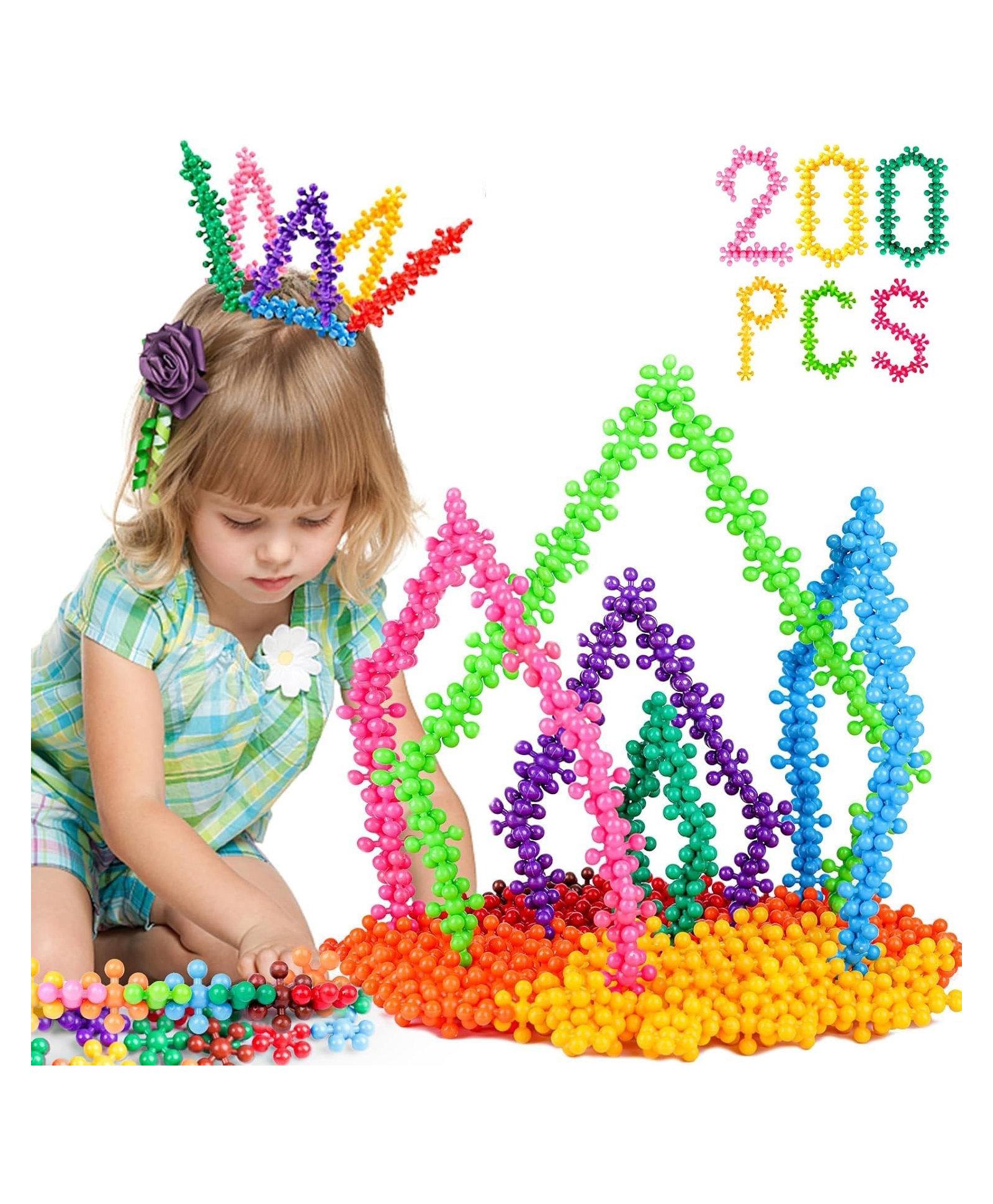 ADKD Star Links Interlocking Blocks Educational, Construction Blocks for Kids, Colorful Star Building Blocks Toys for Kids- 200 Pc Block (Multicolor)-picture-11