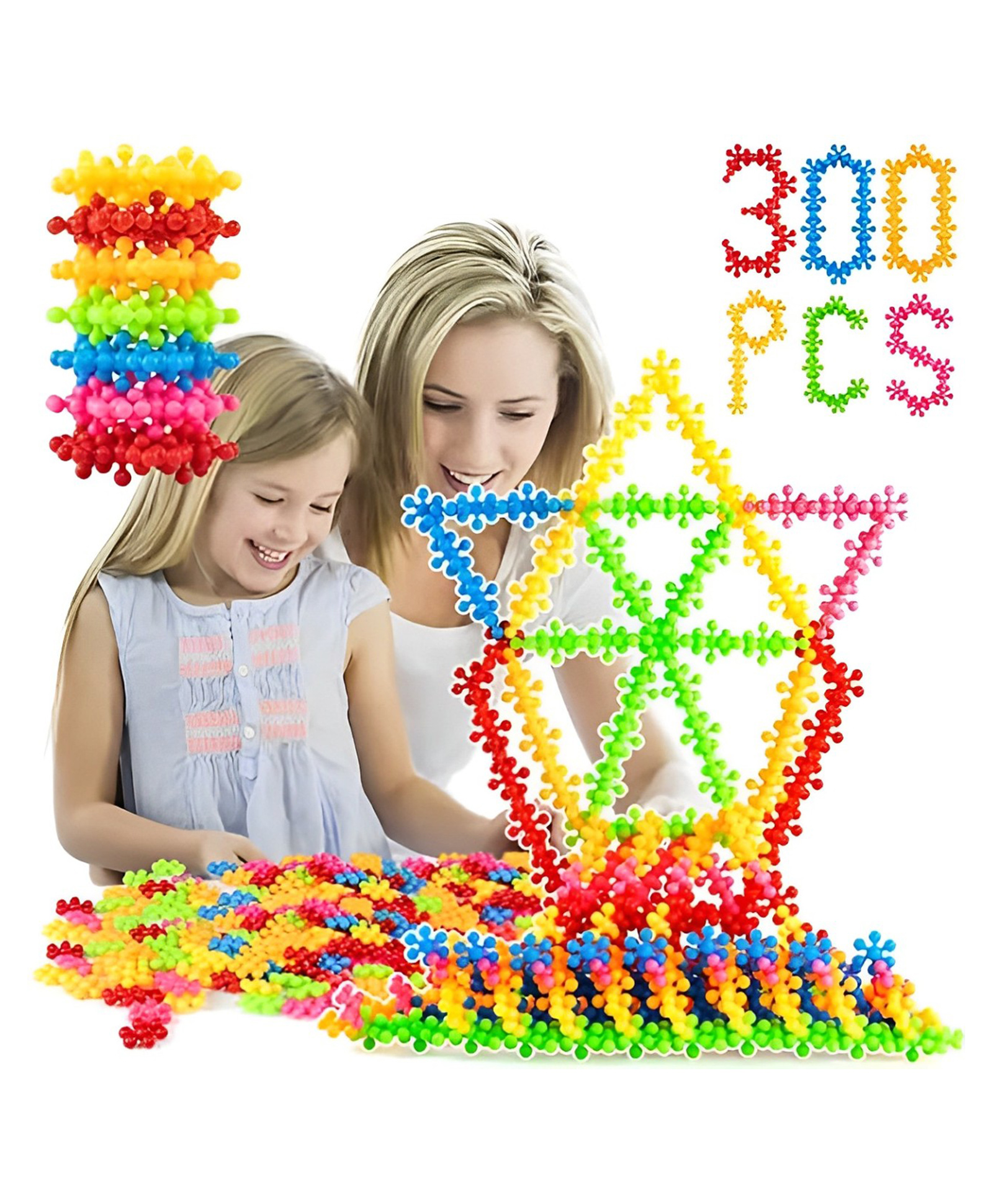 ADKD Star Links Interlocking Blocks Educational, Construction Blocks for Kids, Colorful Star Building Blocks Toys for Kids- 300 Pc Block (Multicolor)-picture-8