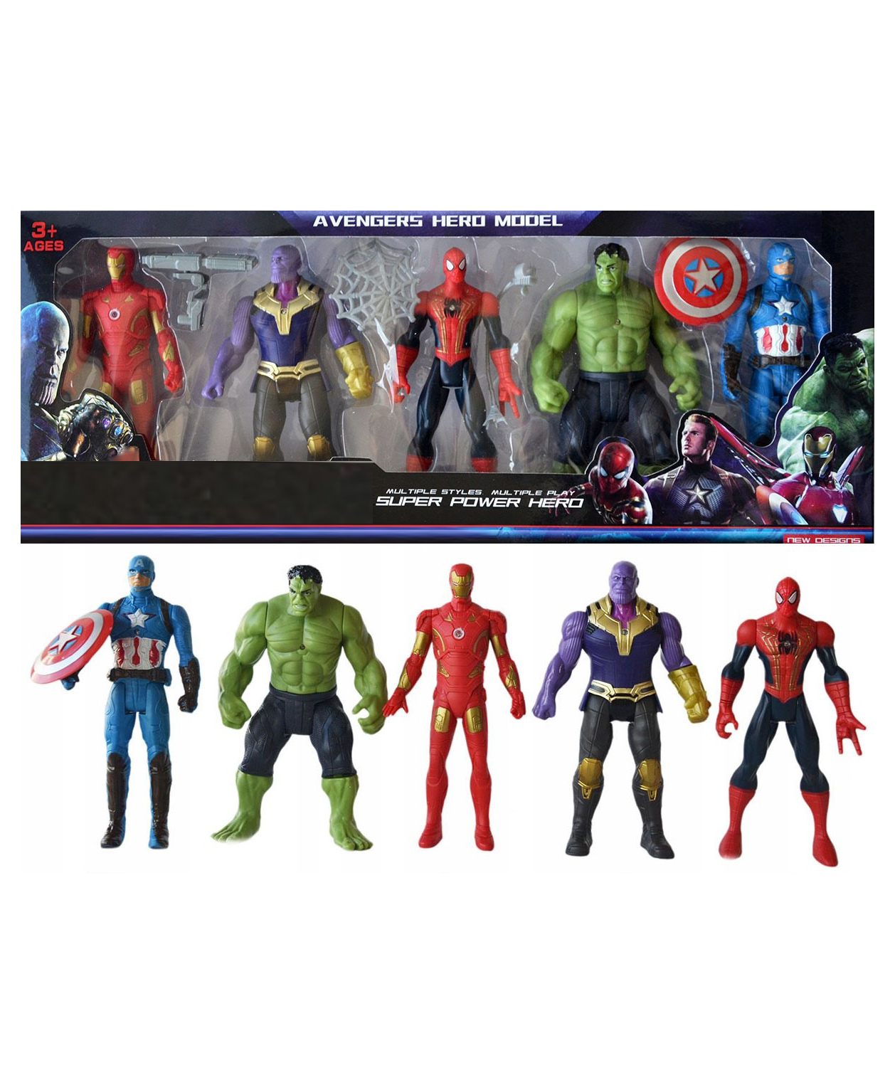 ADKD Superhero Action Figure Toy Set of Small 5 Superheroes Toys- Random Design
