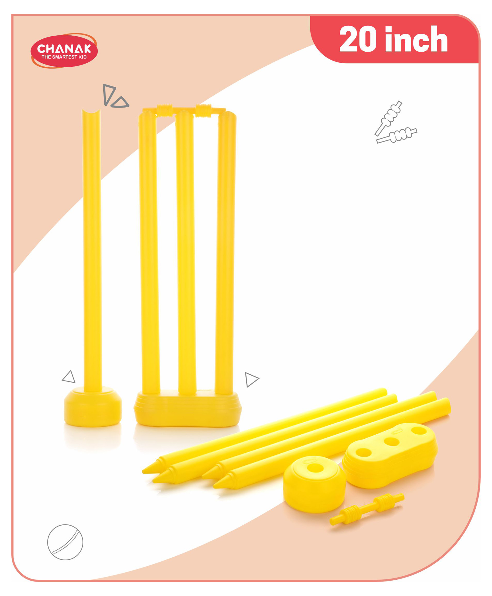 Aditi Toys Small Cricket Stumps Kit for Boys & Girls, Includes Bails, 4 Stumps with 2 Stand Base for Indoor & Outdoor Activity, Cricket Stumps Set-image-2