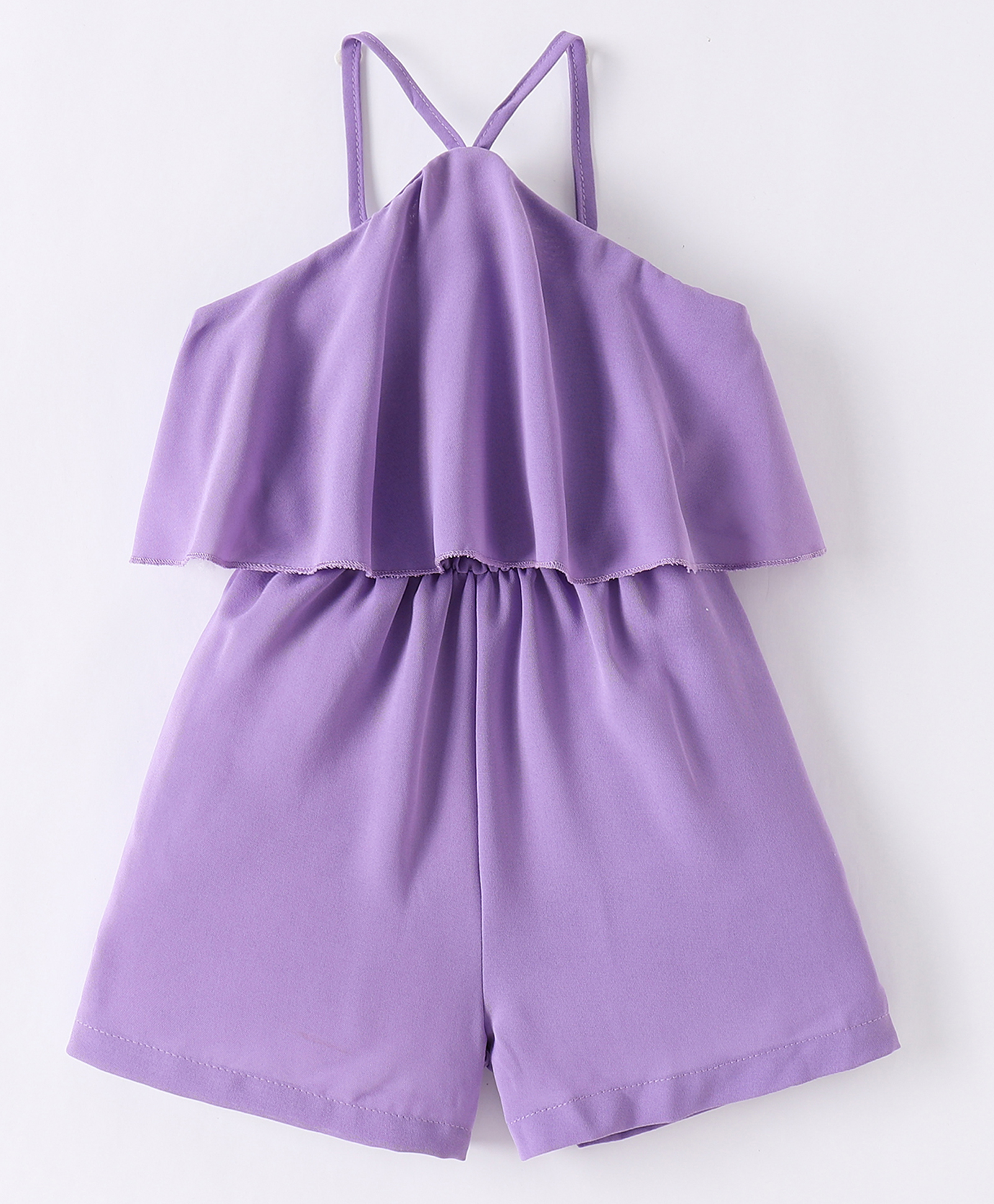 Kookie Kids Singlet Sleeves with Ruffles  Solid  Jumpsuit -  Purple-picture-28