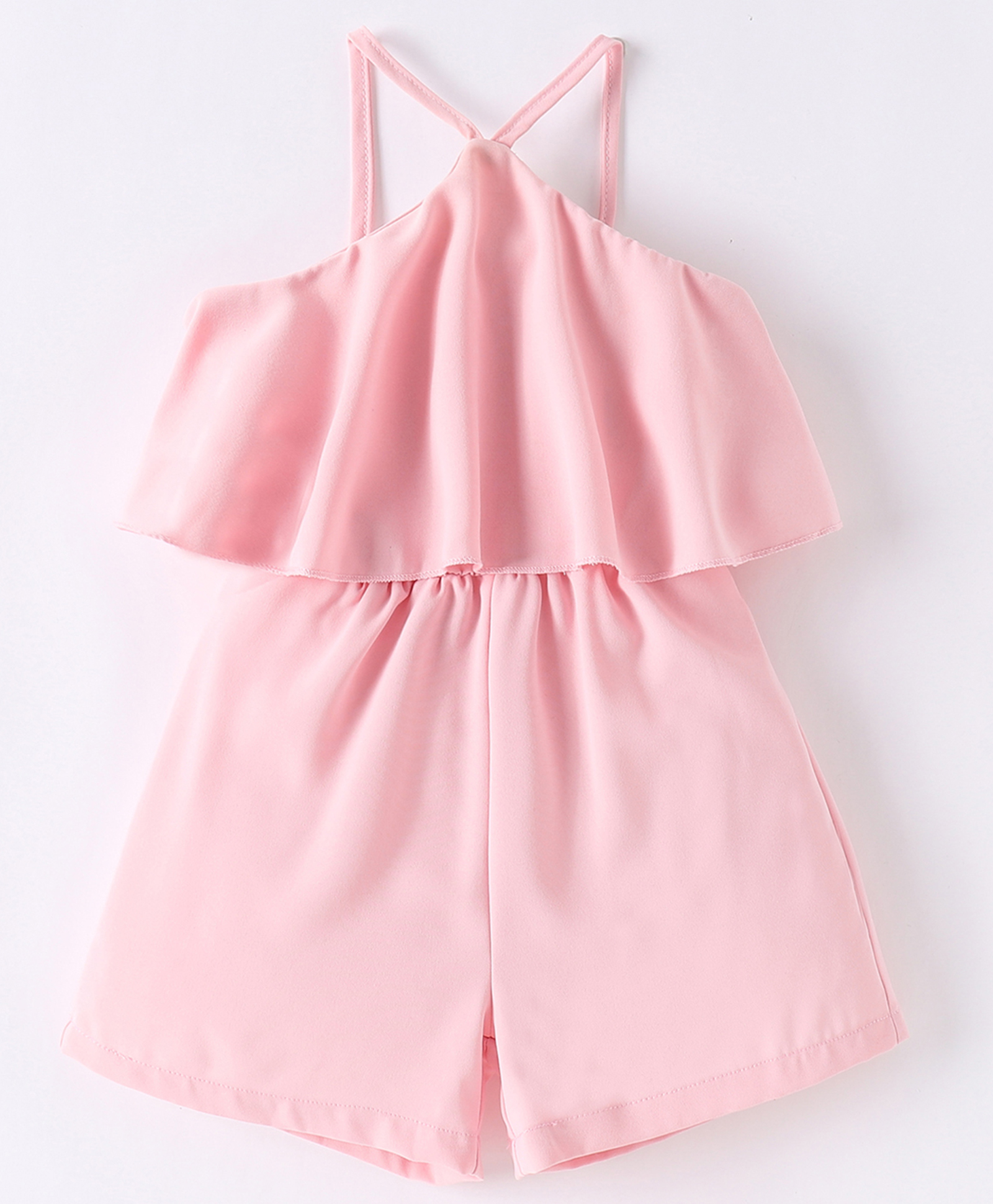 Kookie Kids Singlet Sleeves with Ruffles  Solid  Jumpsuit - Pink-picture-27