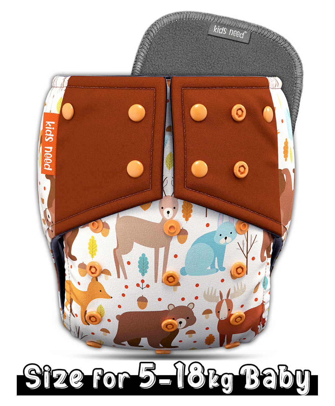 Kids need Side leakage Proof cloth Diaper with Insert pad, reusable and washable Adjustable 5-18 Kg-image-41