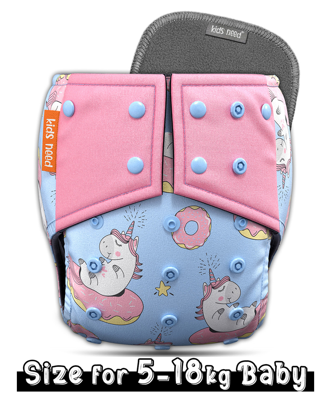 Kids need Side leakage Proof cloth Diaper with Insert pad, reusable and washable Adjustable 5-18 Kg-image-43