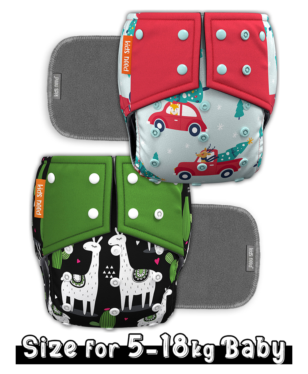 Kids need Side leakage Proof Cloth Diapers with Insert pads, reusable and washable Adjustable 5-18 Kg-image-44