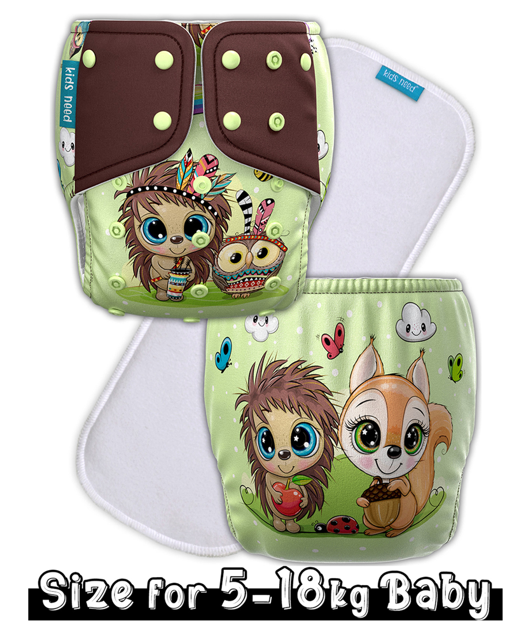 Kids need Side leakage Proof Cloth Diapers with Insert pads, reusable and washable Adjustable 5-18 kg-image-40