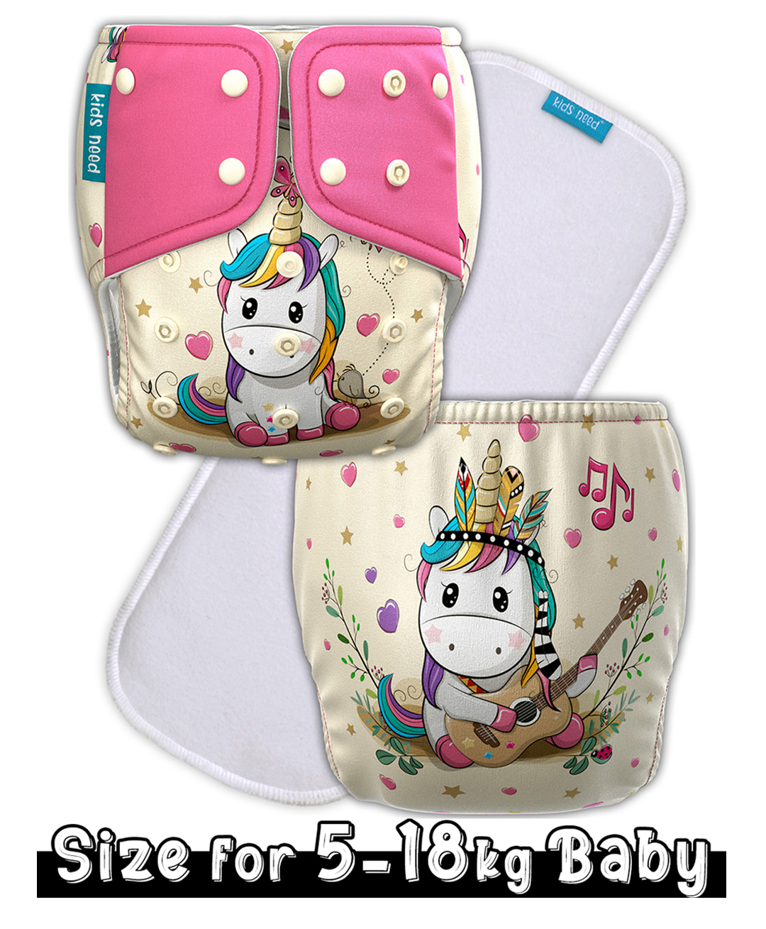 Kids need Side leakage Proof Cloth Diapers with Insert pads, reusable and washable Adjustable 5-18 kg-image-41
