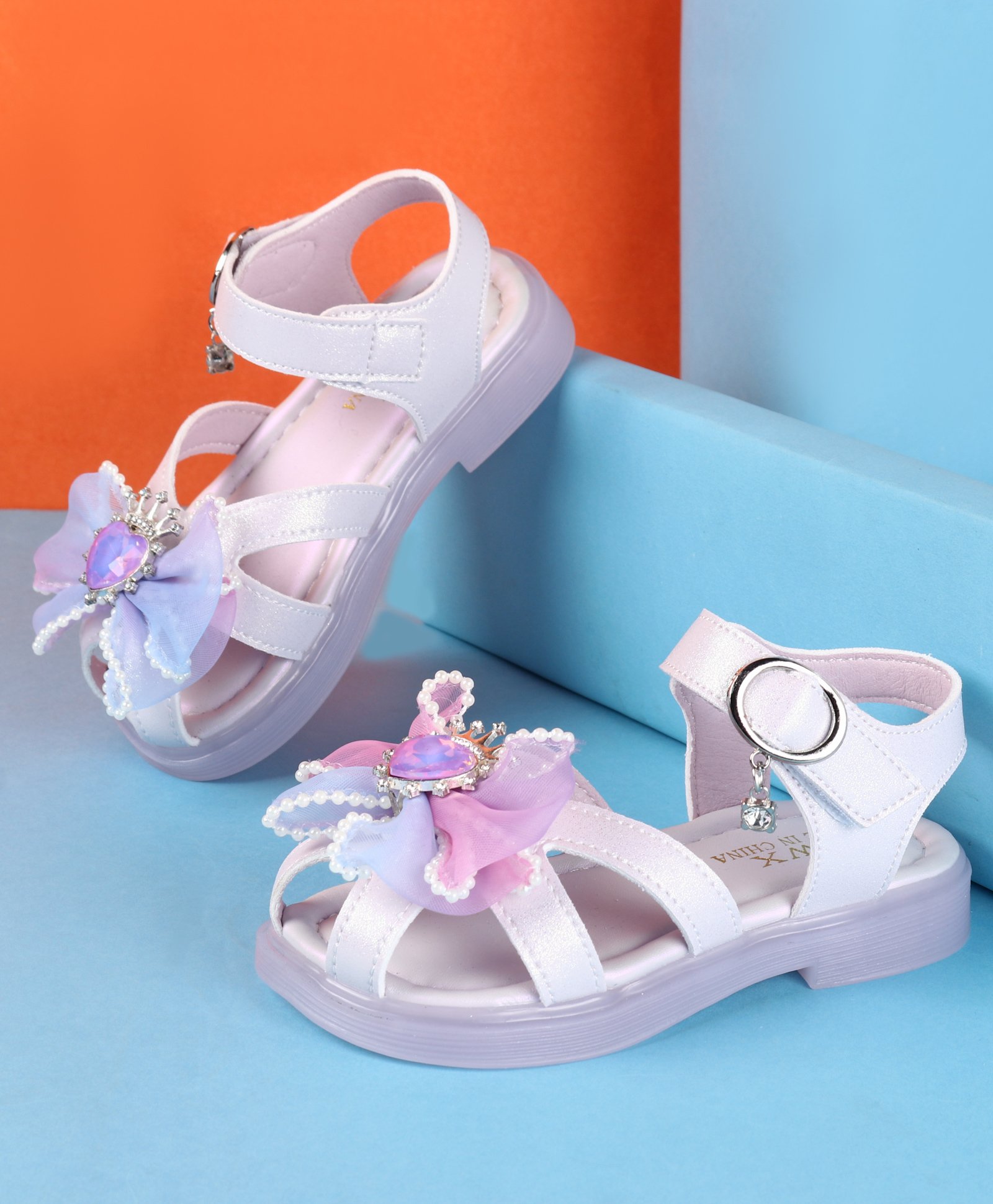 Oh! Pair Slip On Sandals with Butterfly Applique & Velcro Closure - Purple-image-15