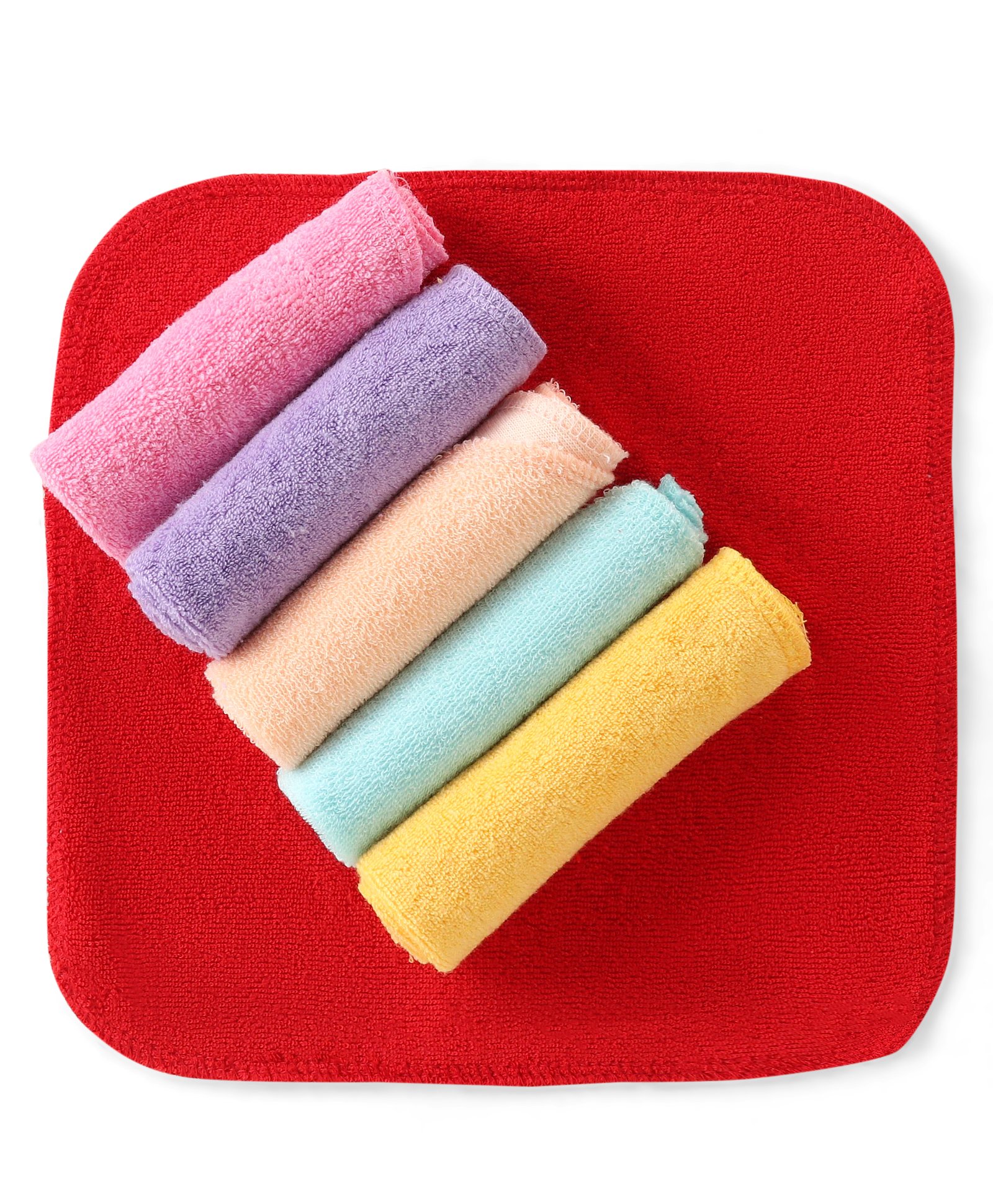 Babyhug Terry Knit Solid Hand and Face Towel Pack of 6 L 25.4 x B 25.4 cm- Multicolor-image-14