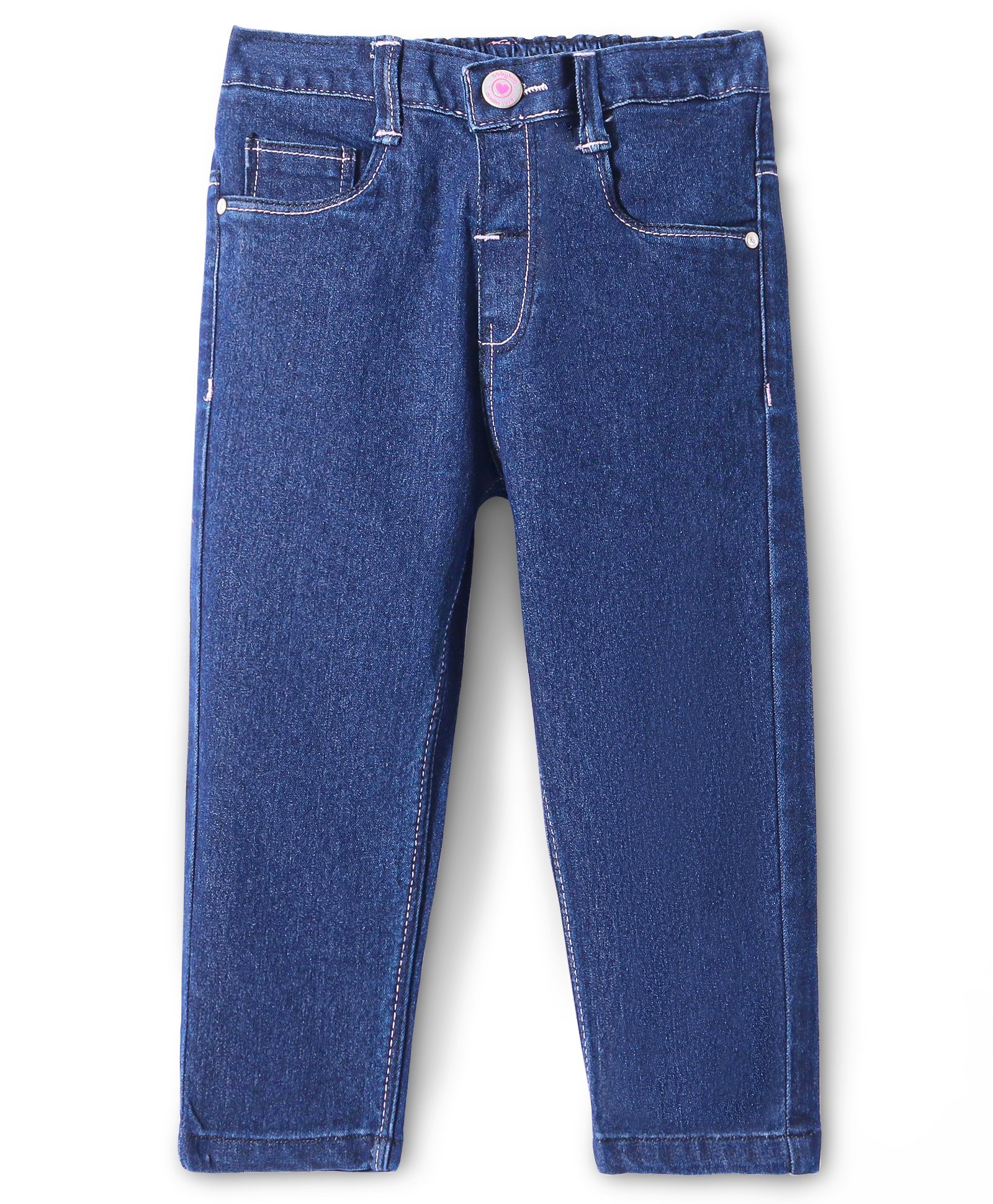 Babyhug Full Length Denim Washed Jeans with Stretch - Dark Blue-picture-22