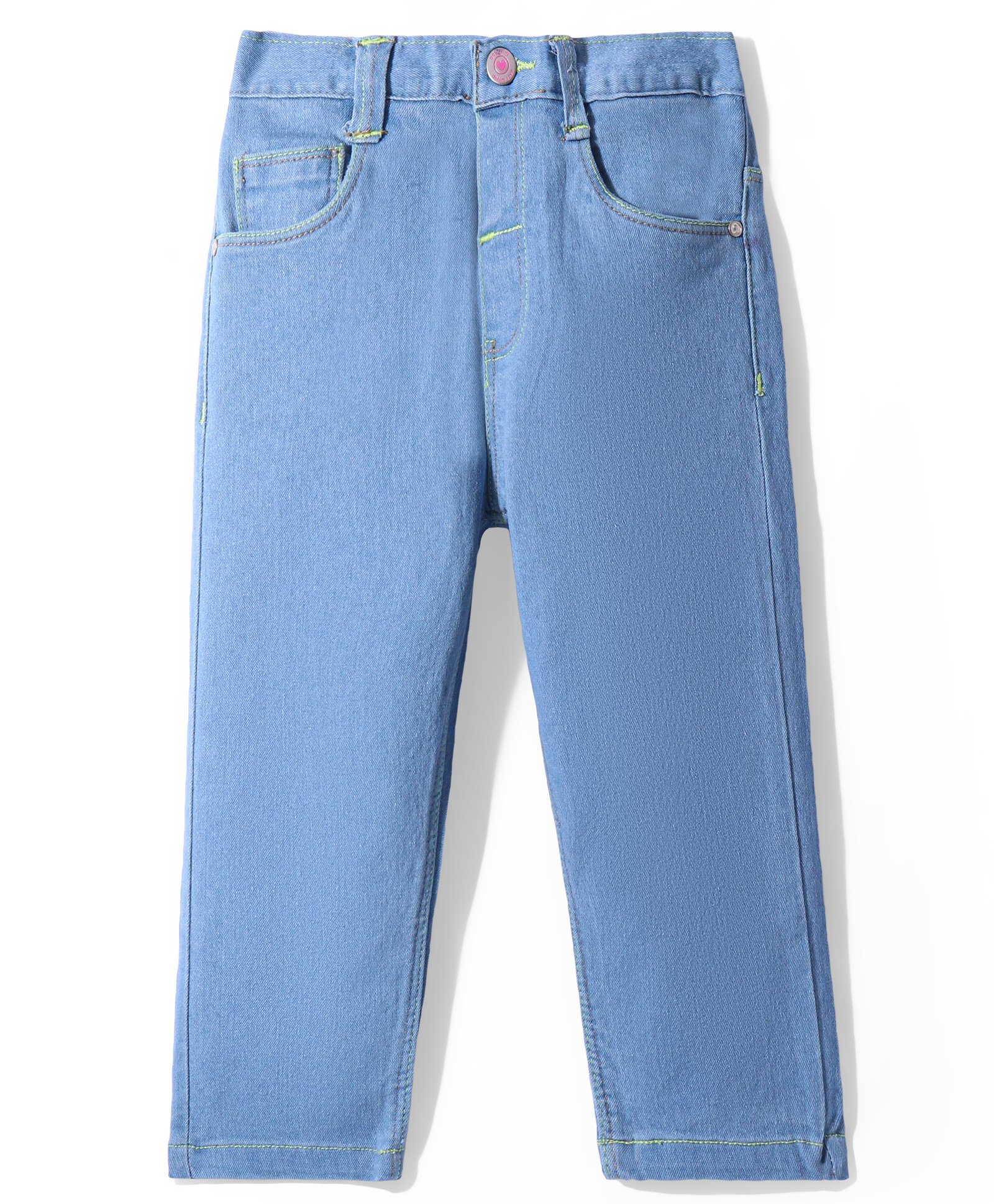 Babyhug Full Length Denim Washed Jeans with Stretch - Light Blue-picture-14