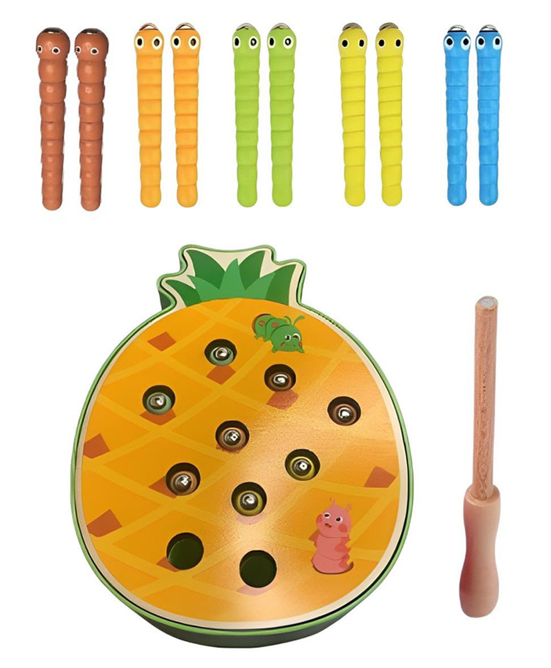 Happy Hues Pineapple Wooden Sorting & Stacking Toy- Skills Enhancement Motor Skill Toy for Toddlers-image-24