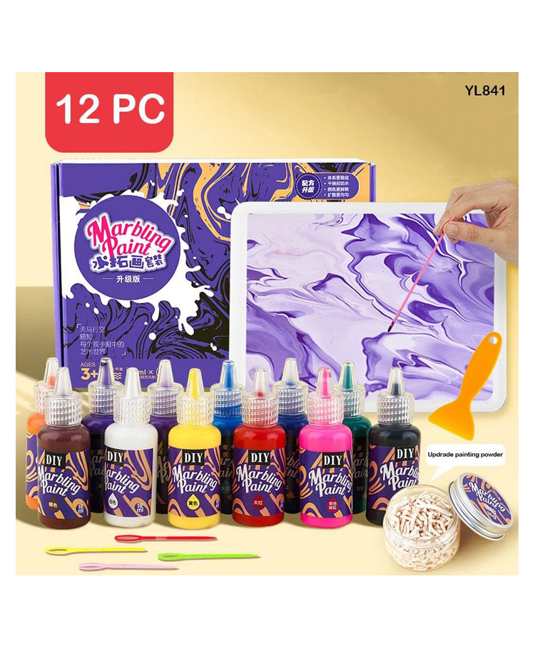 Happy Hues DIY Marbling Paint Art Kit for Kids with 12 Colours - 6ml each- Arts and Crafts for Kids & Adults-image-9