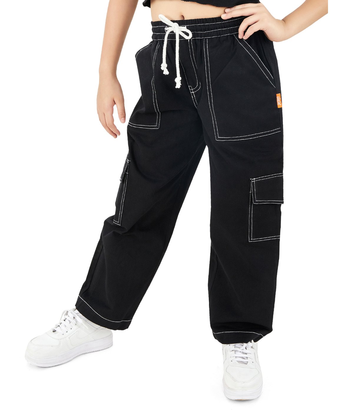 Olele Cotton Solid Cargo Pant - Black-picture-28
