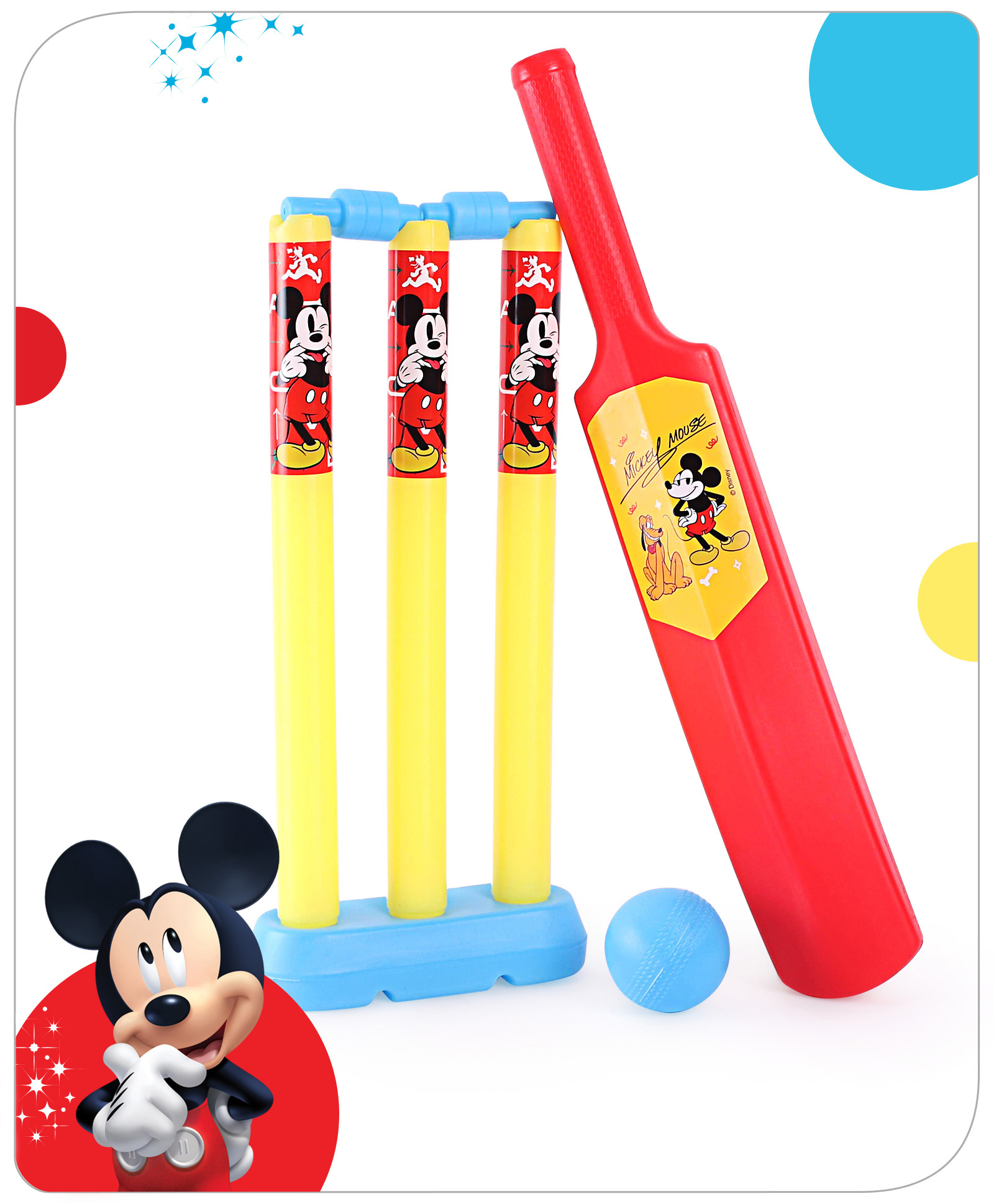 Babyhug Disney Junior Cricket Set - Red & Yellow