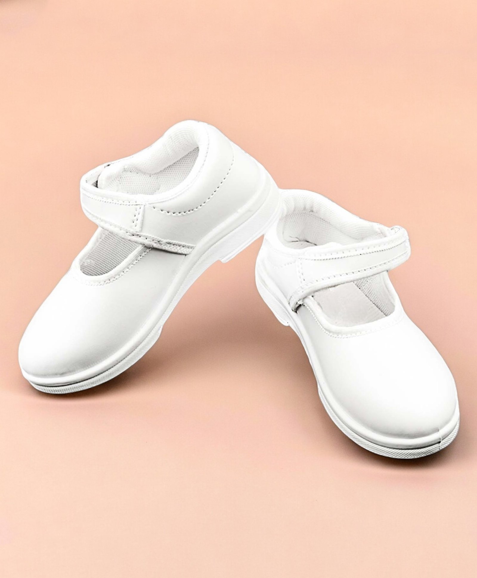 Priaansha Kids Velcro Closure School Shoes - White