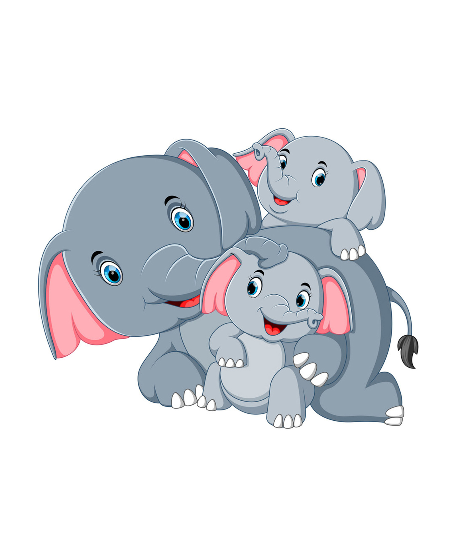 Wallstick Cartoon Elephant Family wallstickers-picture-12