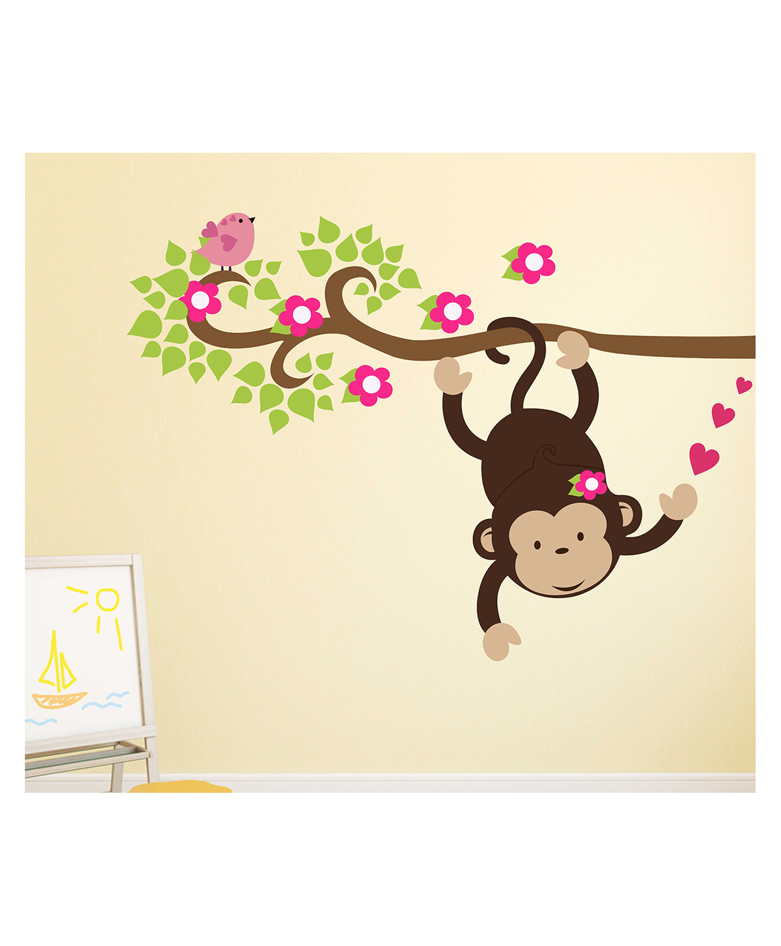 Wallstick Monkey with Tree wallsticker (Vinyl 90 cm x 65 cm)-image-39