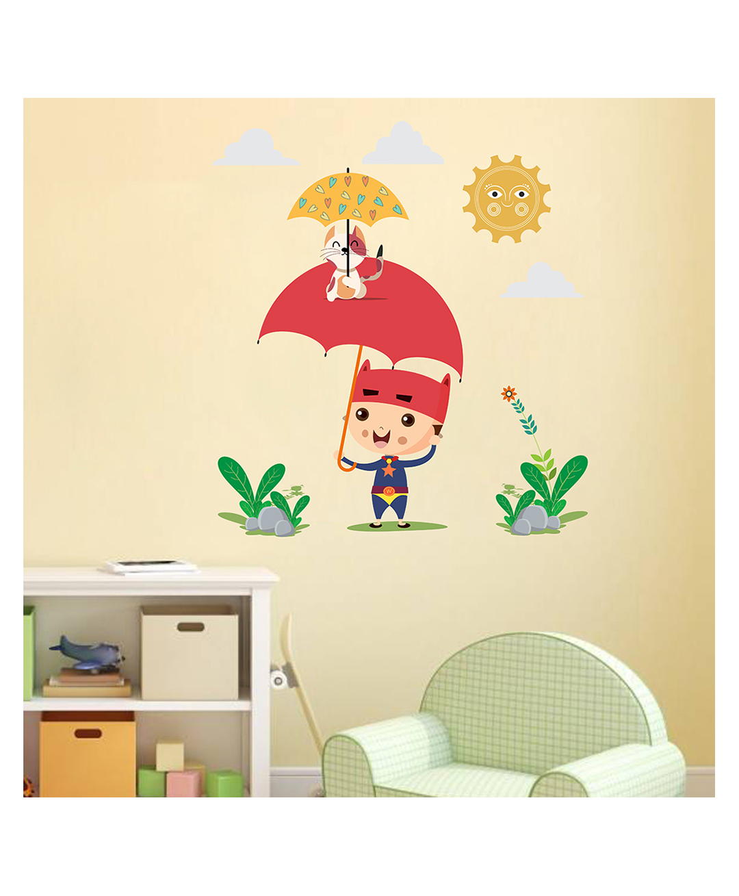 Wallstick Kid with cat wallstickers-picture-35