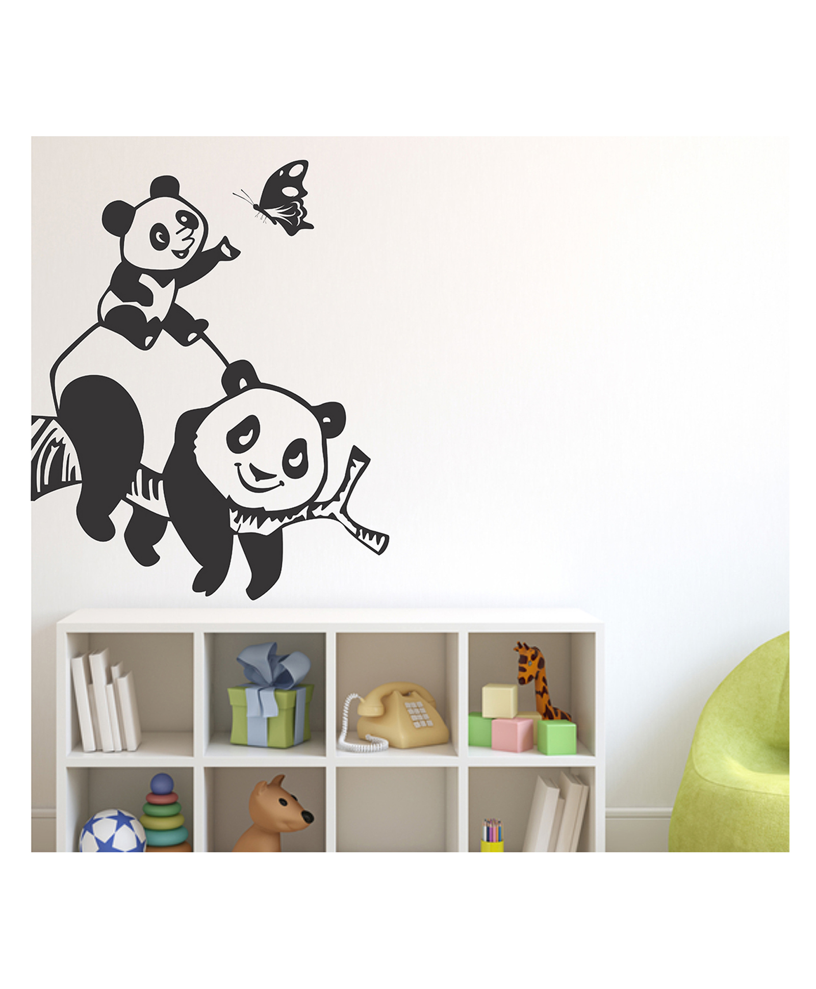 Wallstick Funny Panda with Butterfly wallstickers (Vinyl 70 cm x 60 cm)-picture-30