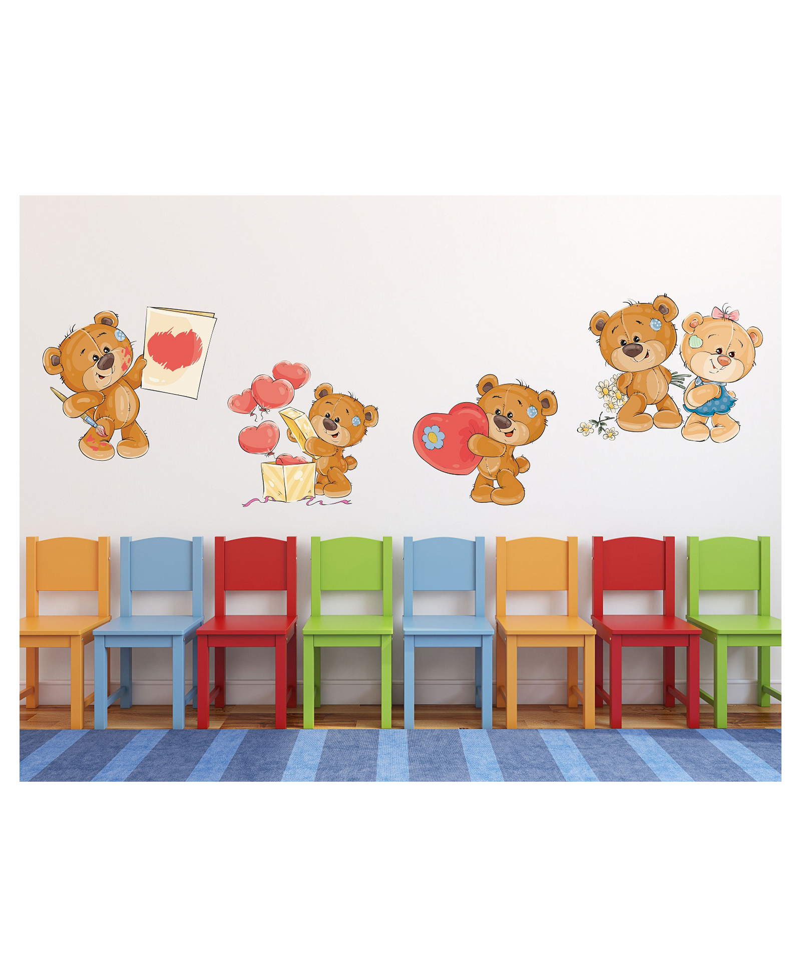 Wallstick Cute Teddy with Hearts wall sticker Vinyl-image-30