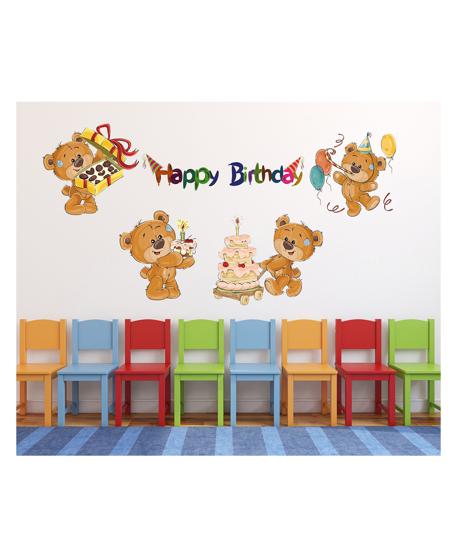 Wallstick Happy Birthday with Teddy wall sticker Vinyl-picture-26
